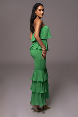 Green Casa Blanca Ruffle Dress - JLUXLABEL