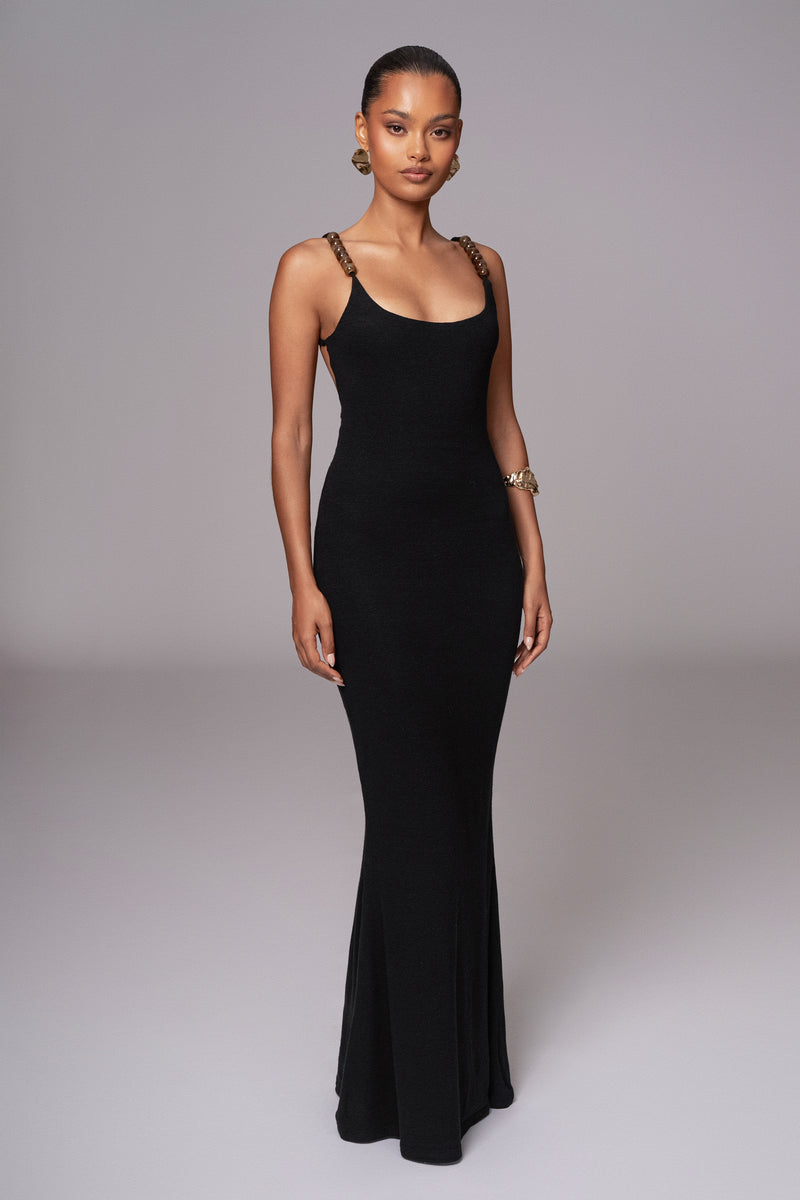 Robe maxi d'évasion nautique noire