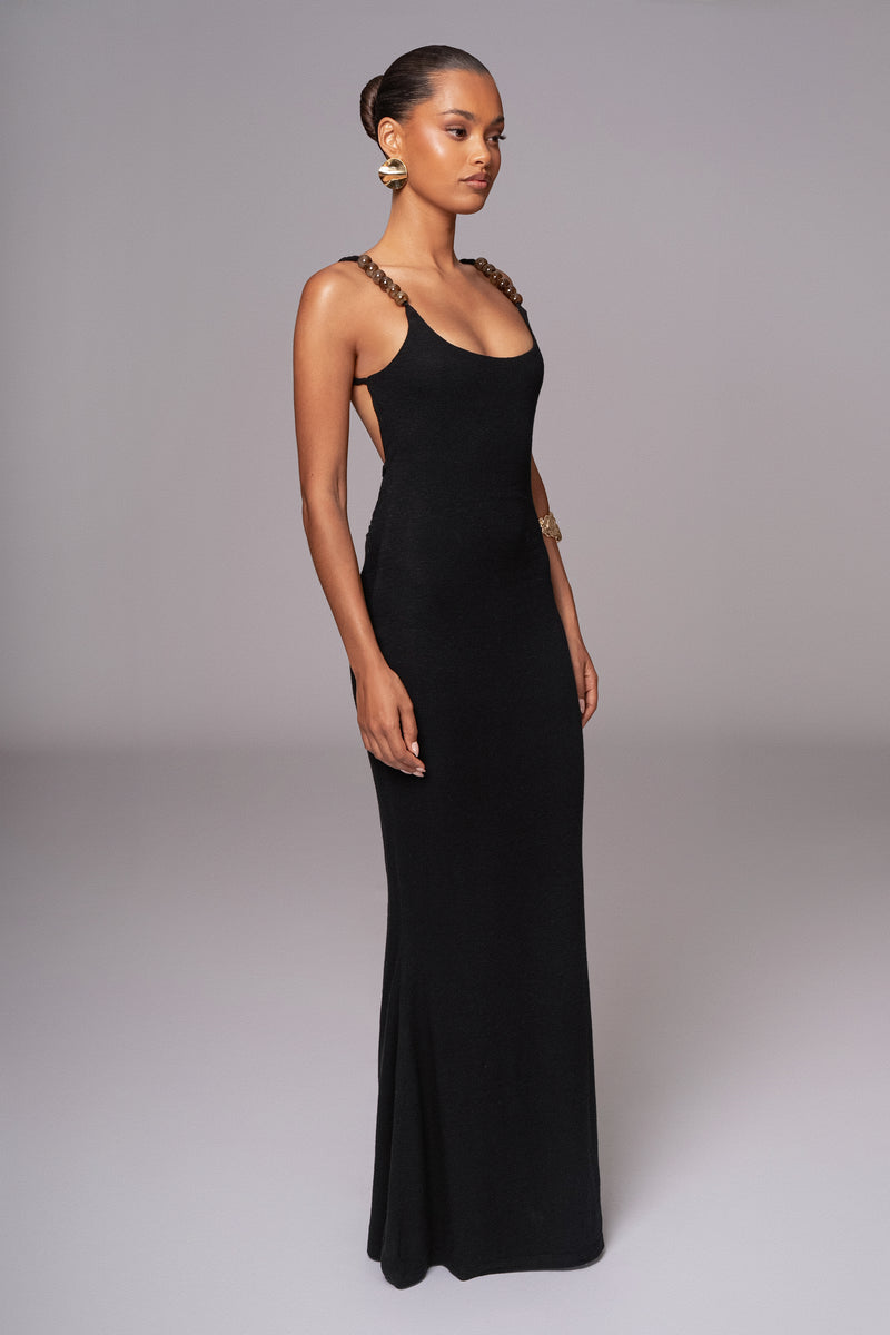 Robe maxi d'évasion nautique noire