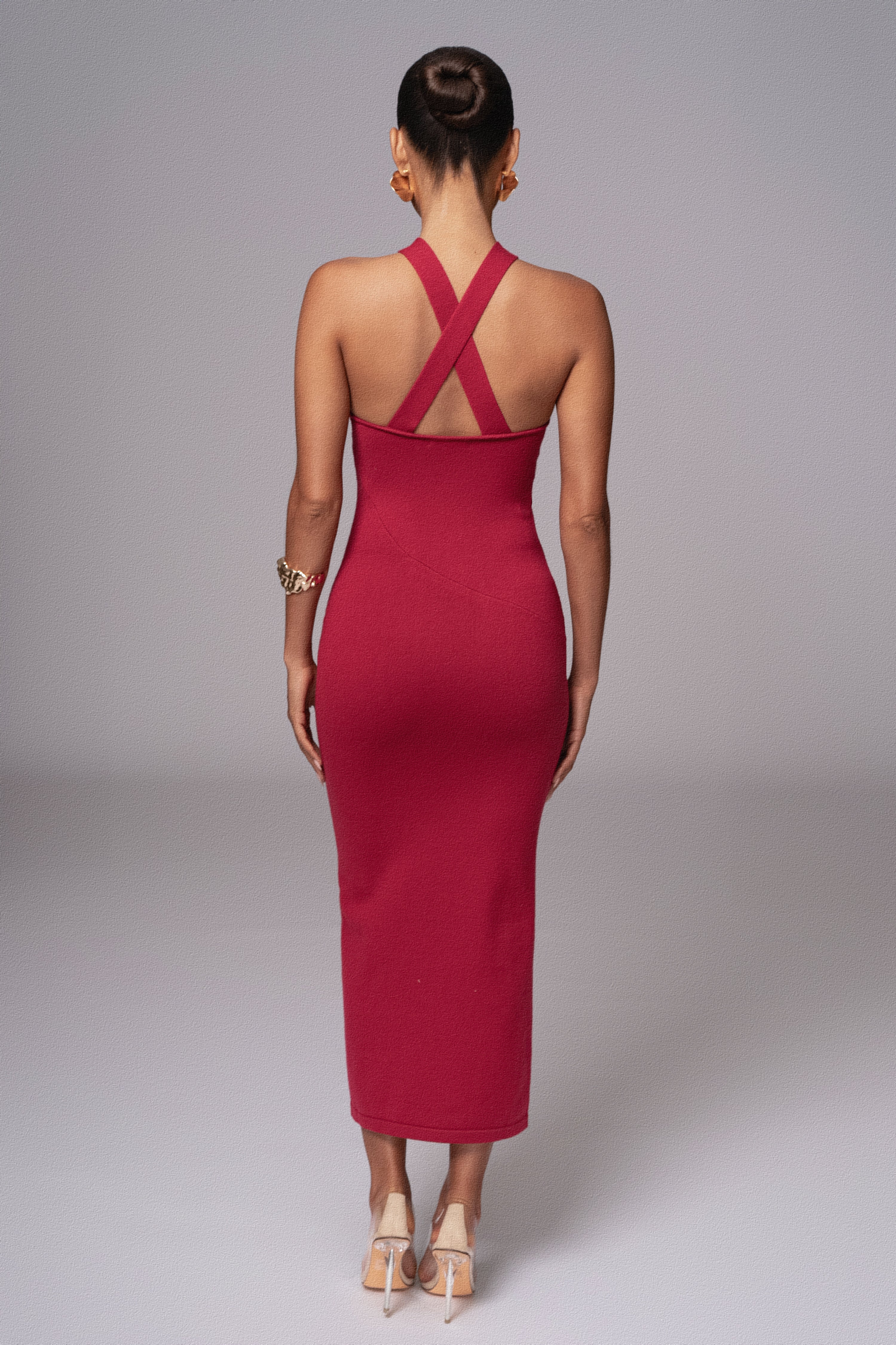 Berry Steph Halter Maxi Dress