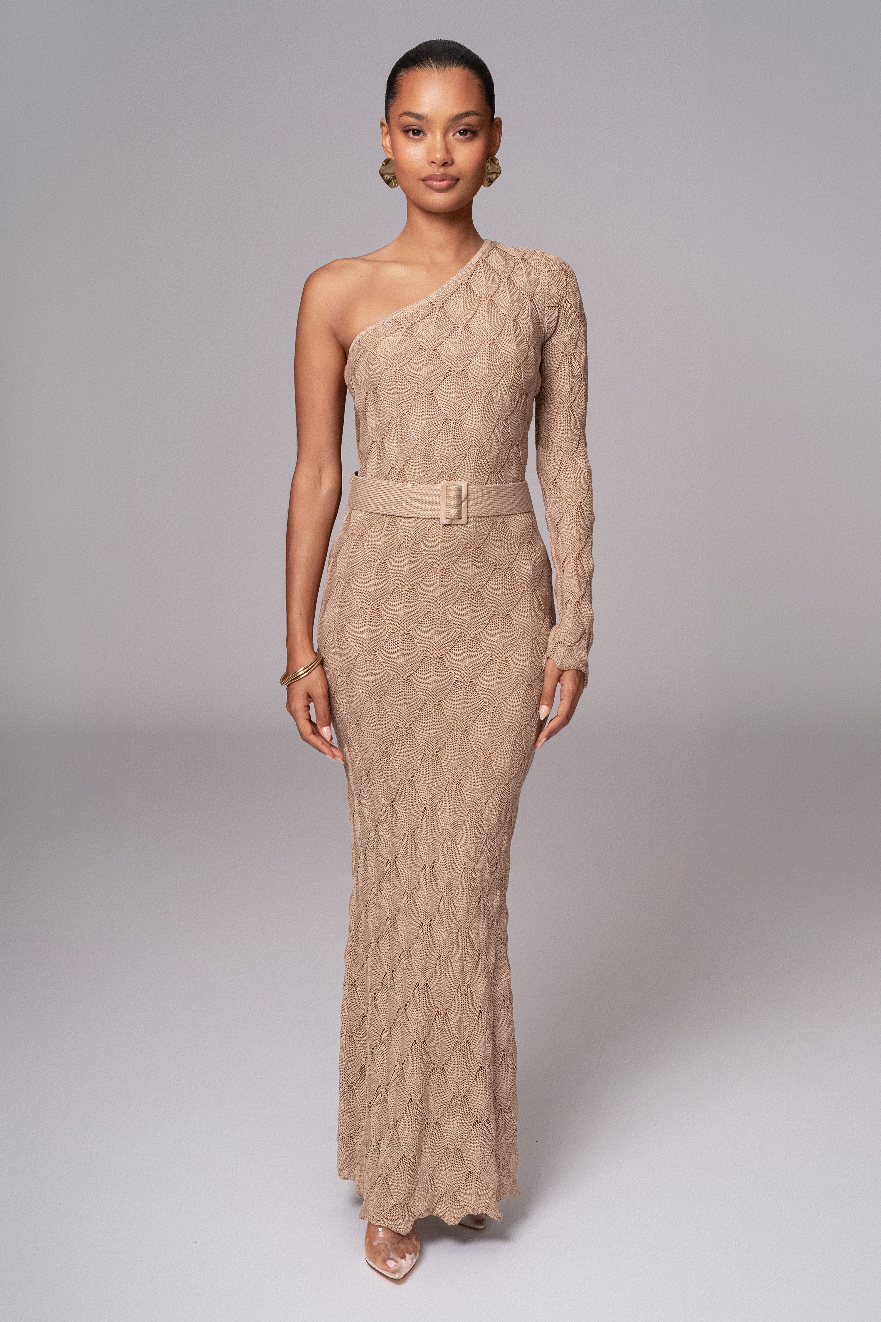 Beige La Costa One Shoulder Dress Beige La Costa One Shoulder Dress
