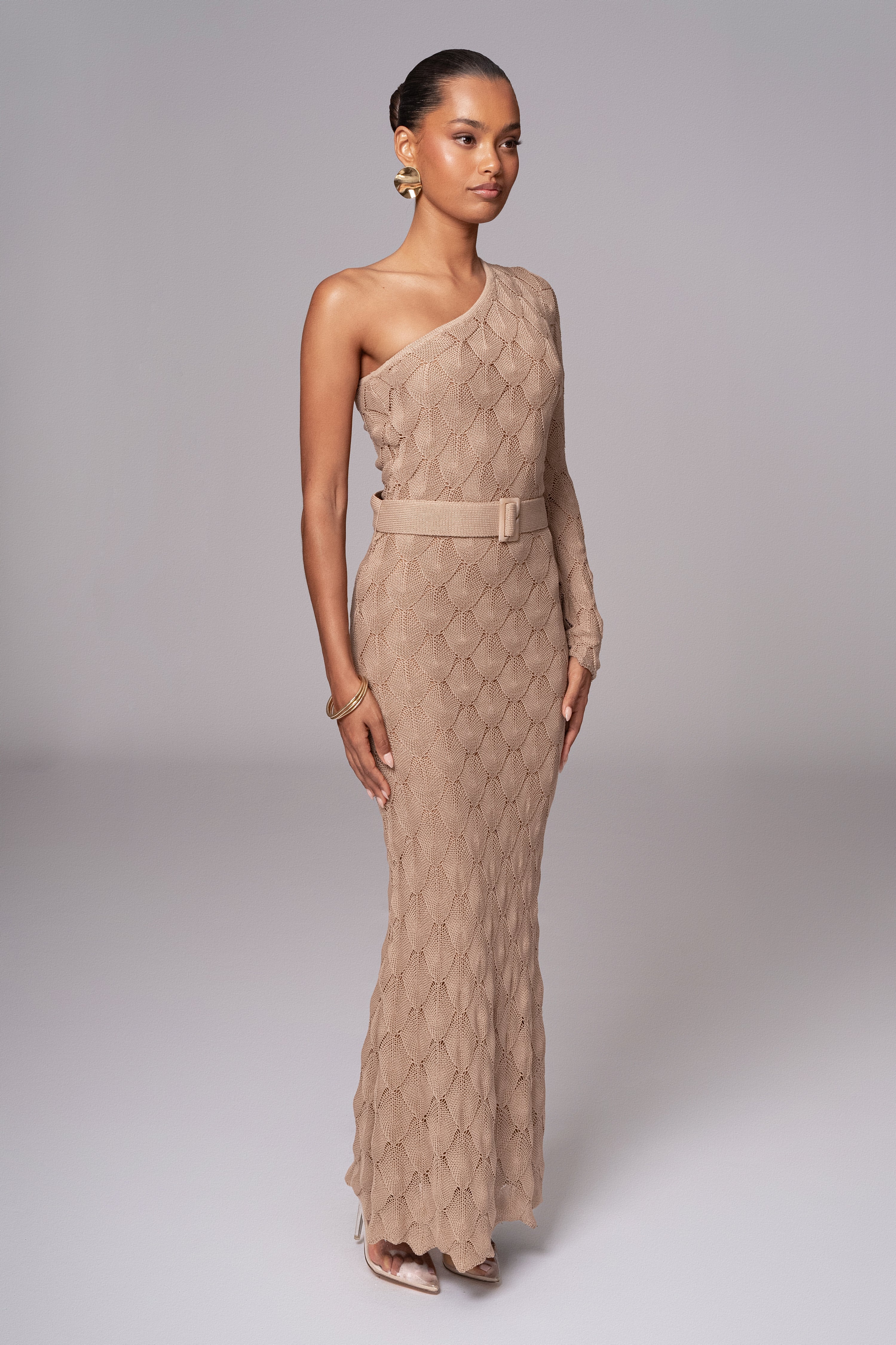 Beige La Costa One Shoulder Dress Beige La Costa One Shoulder Dress