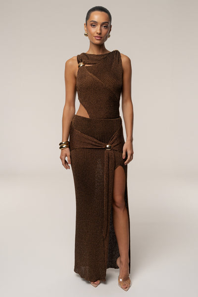 PRE-ORDER Bronze Hazel Metallic Wrap Skirt
