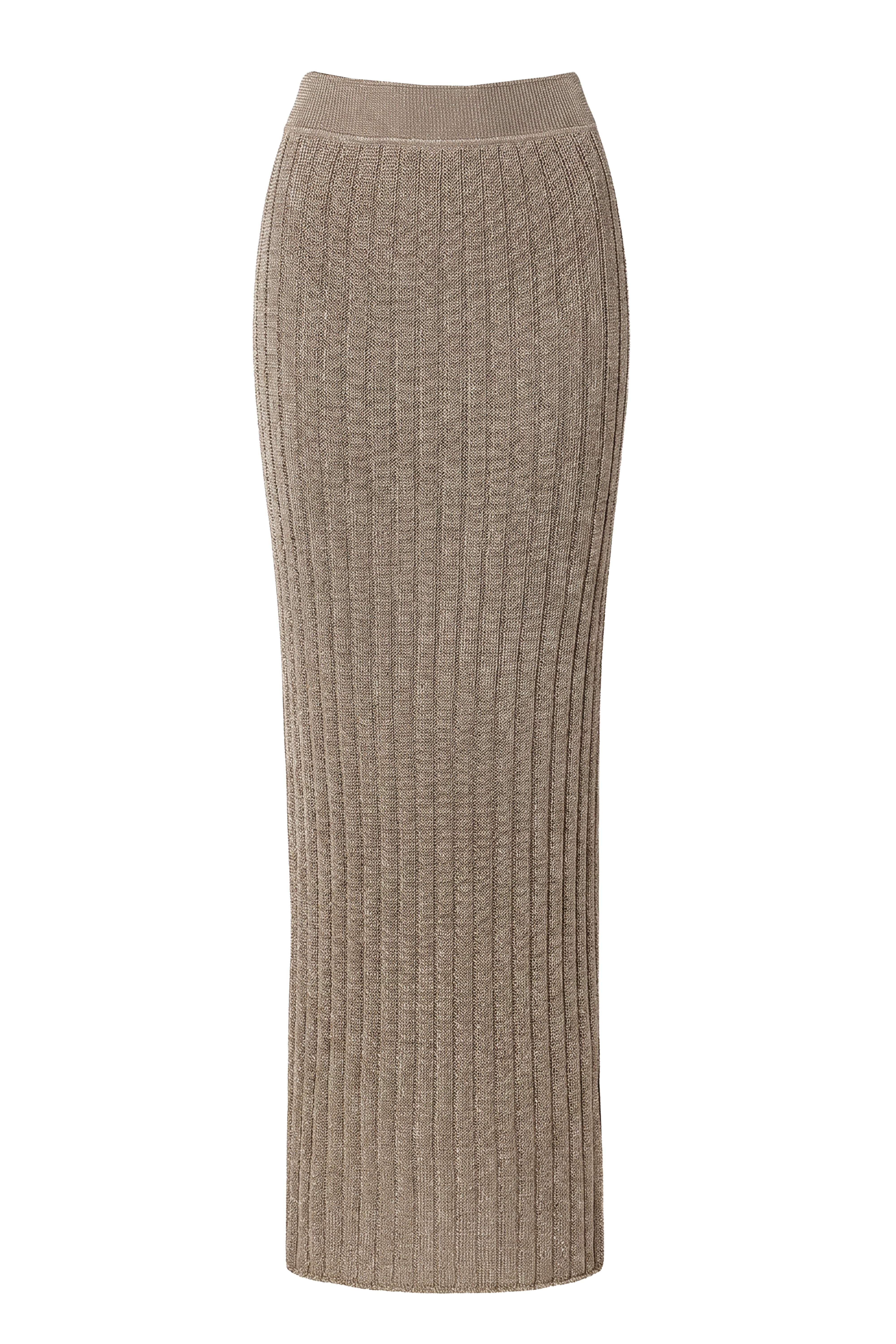 Gold metallic maxi skirt from JLUXLABEL, featuring a shiny resort-style design and flowing bottom for a stylish look.