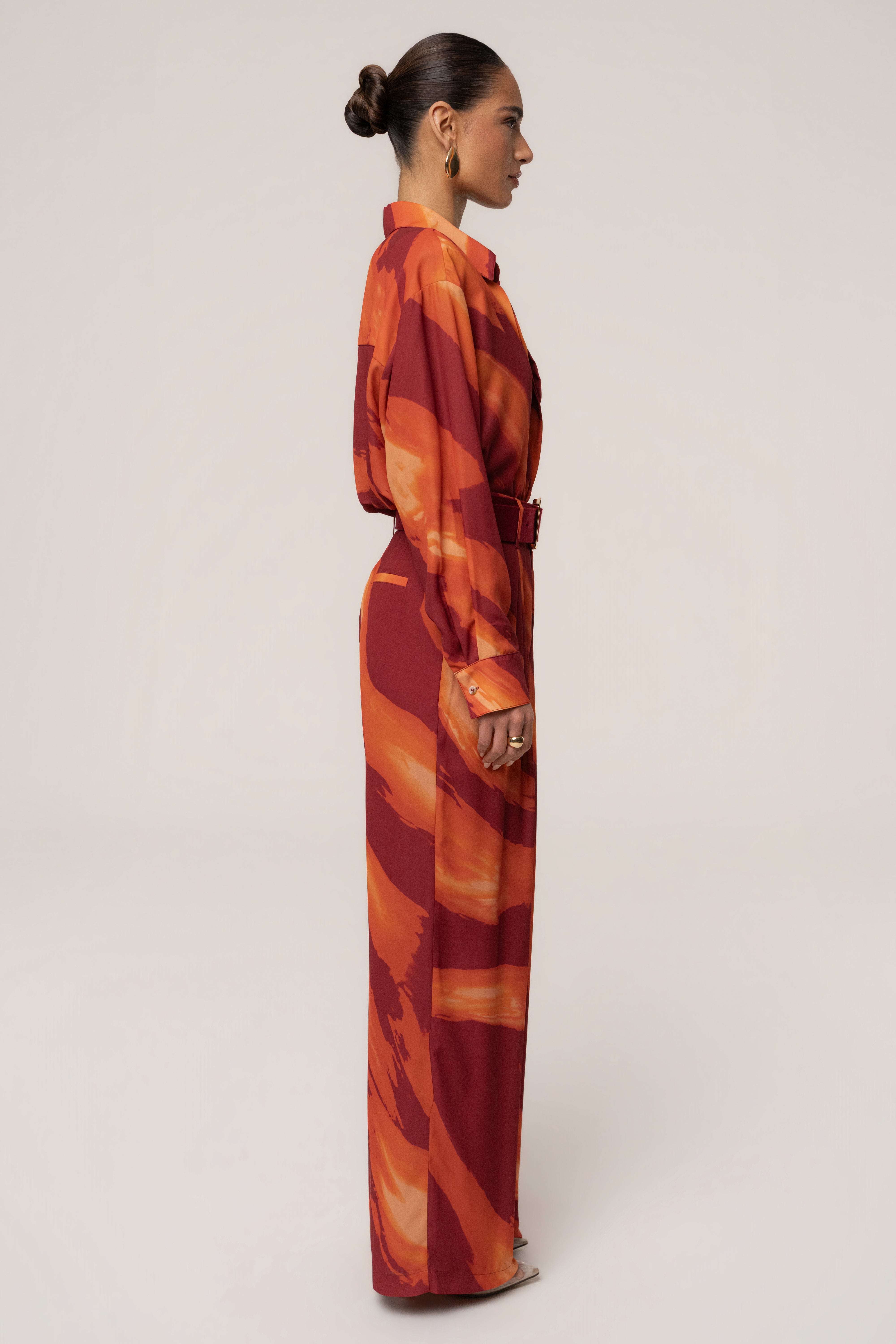 Crimson Dusk Soft Pleated Trouser