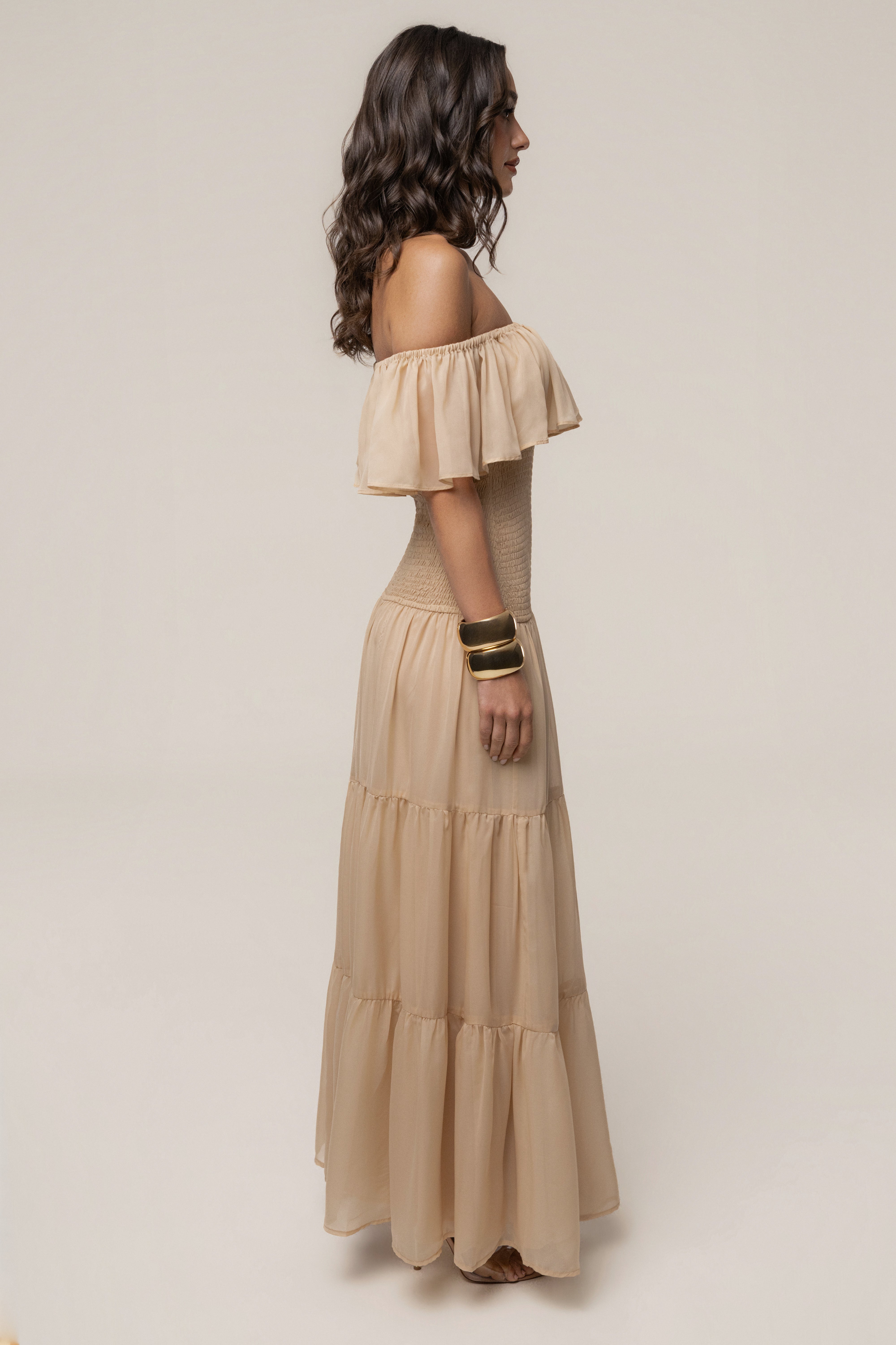 JLUXLABEL Sand Seaside Drift Maxi Dress featuring a flowing silhouette and beach-inspired design.
