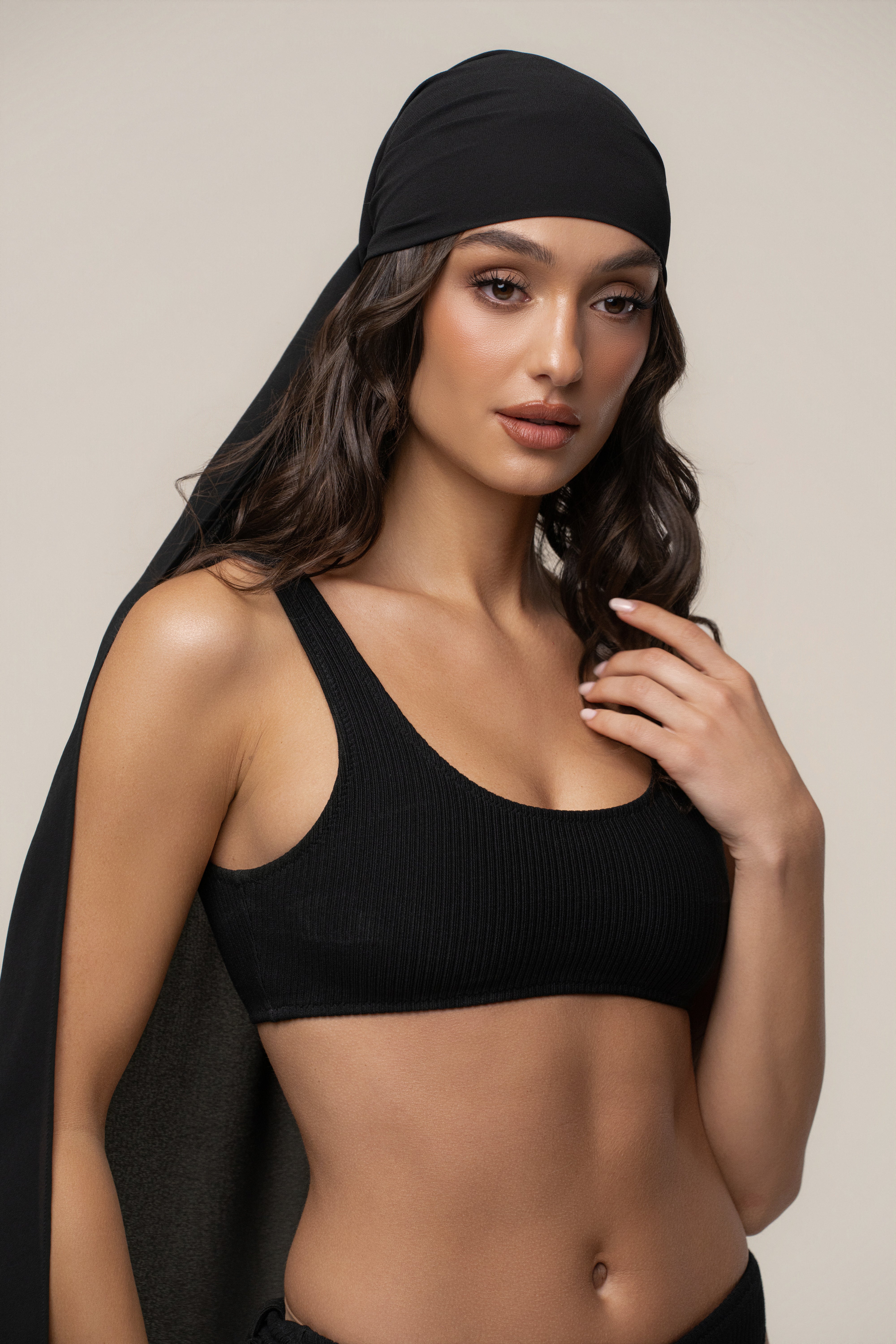 Black Shadow Safari Scarf by JLUXLABEL, stylish accessories with a lightweight, patterned fabric perfect for fashion layering.