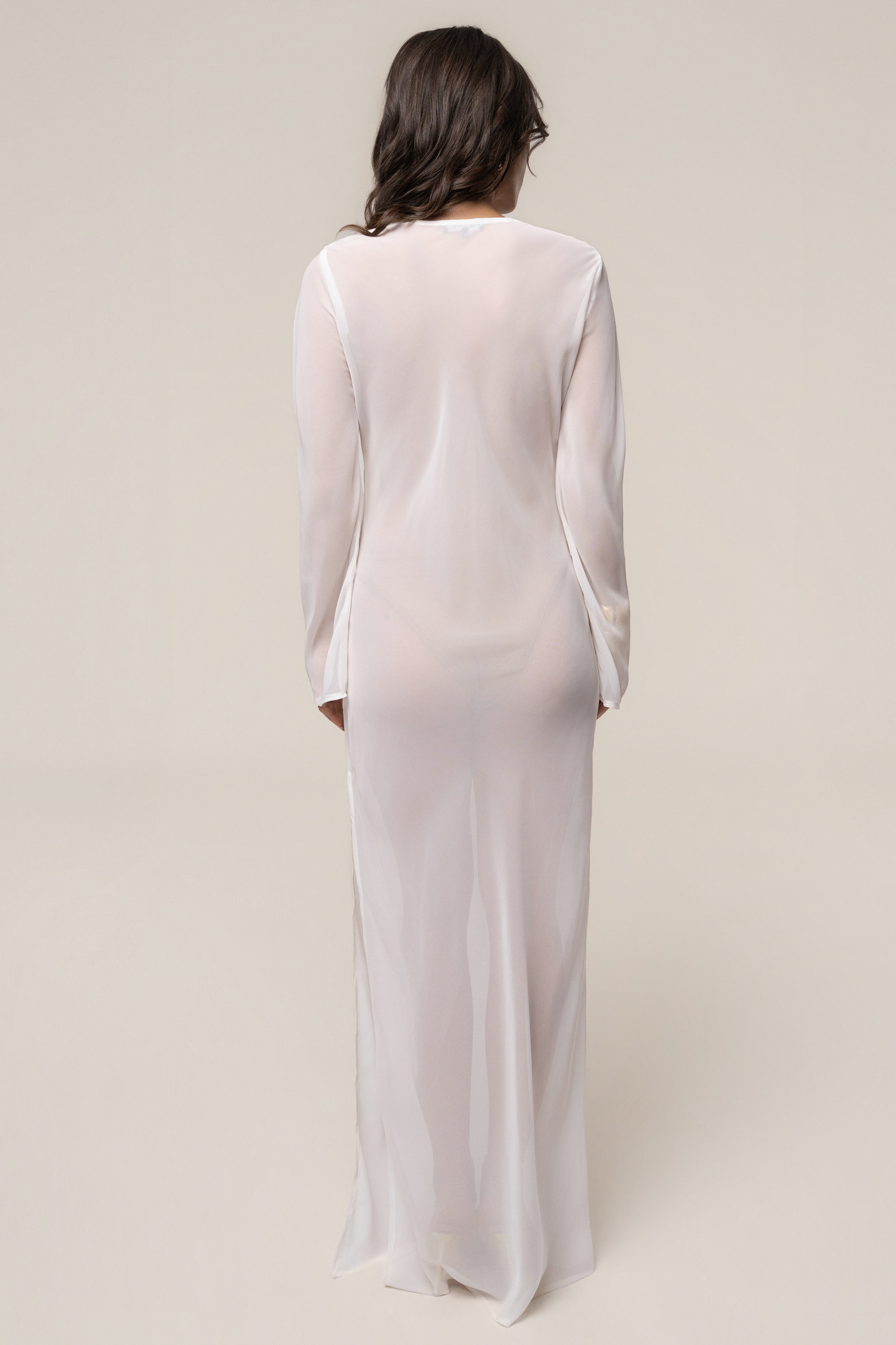 Ivory medallion cover-up maxi dress by JLUXLABEL, flowing dress with medallion details, perfect for beach or resort wear.