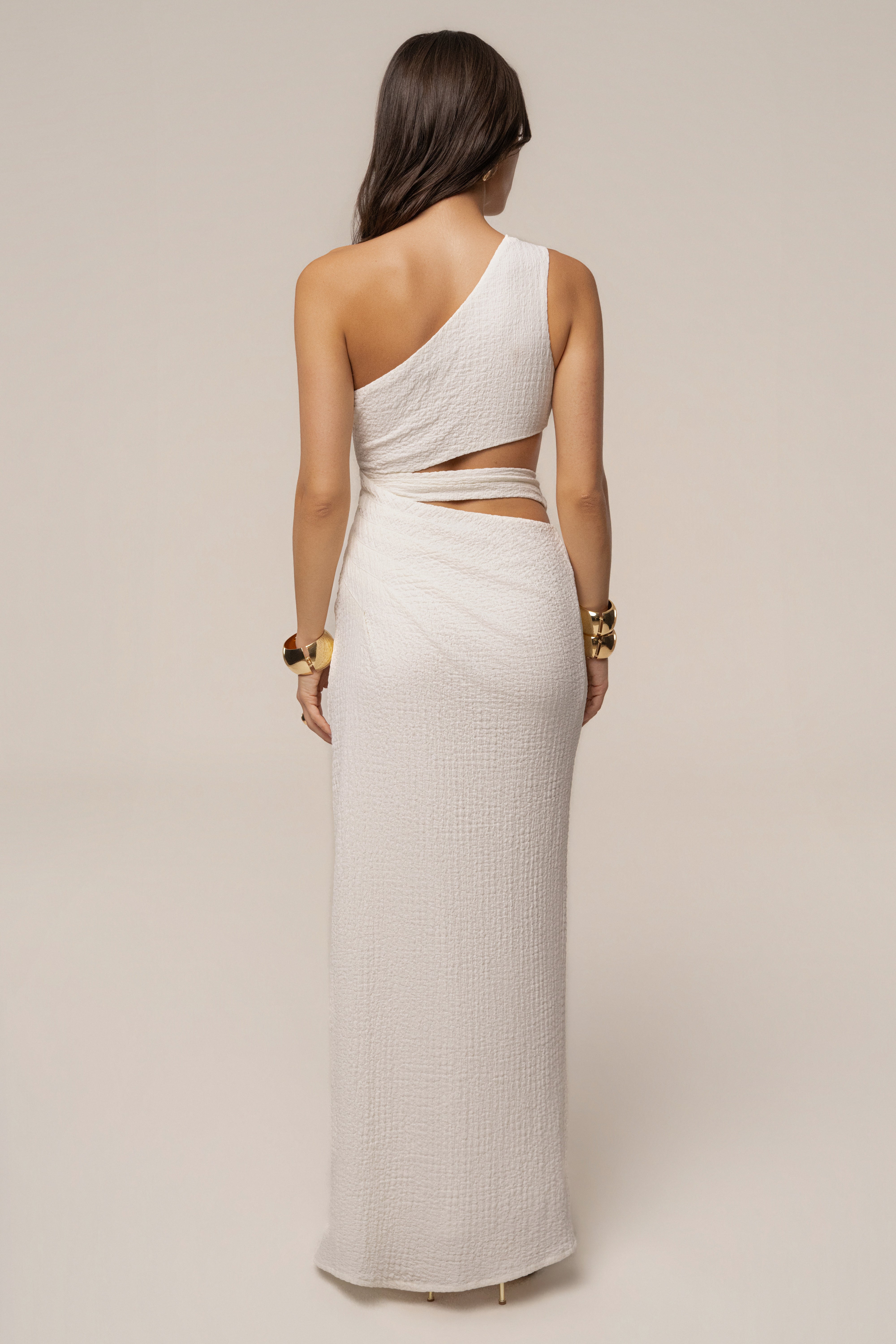 Ivory Starlit Nights cutout dress by JLUXLABEL featuring a stylish design and elegant silhouette, perfect for special occasions.