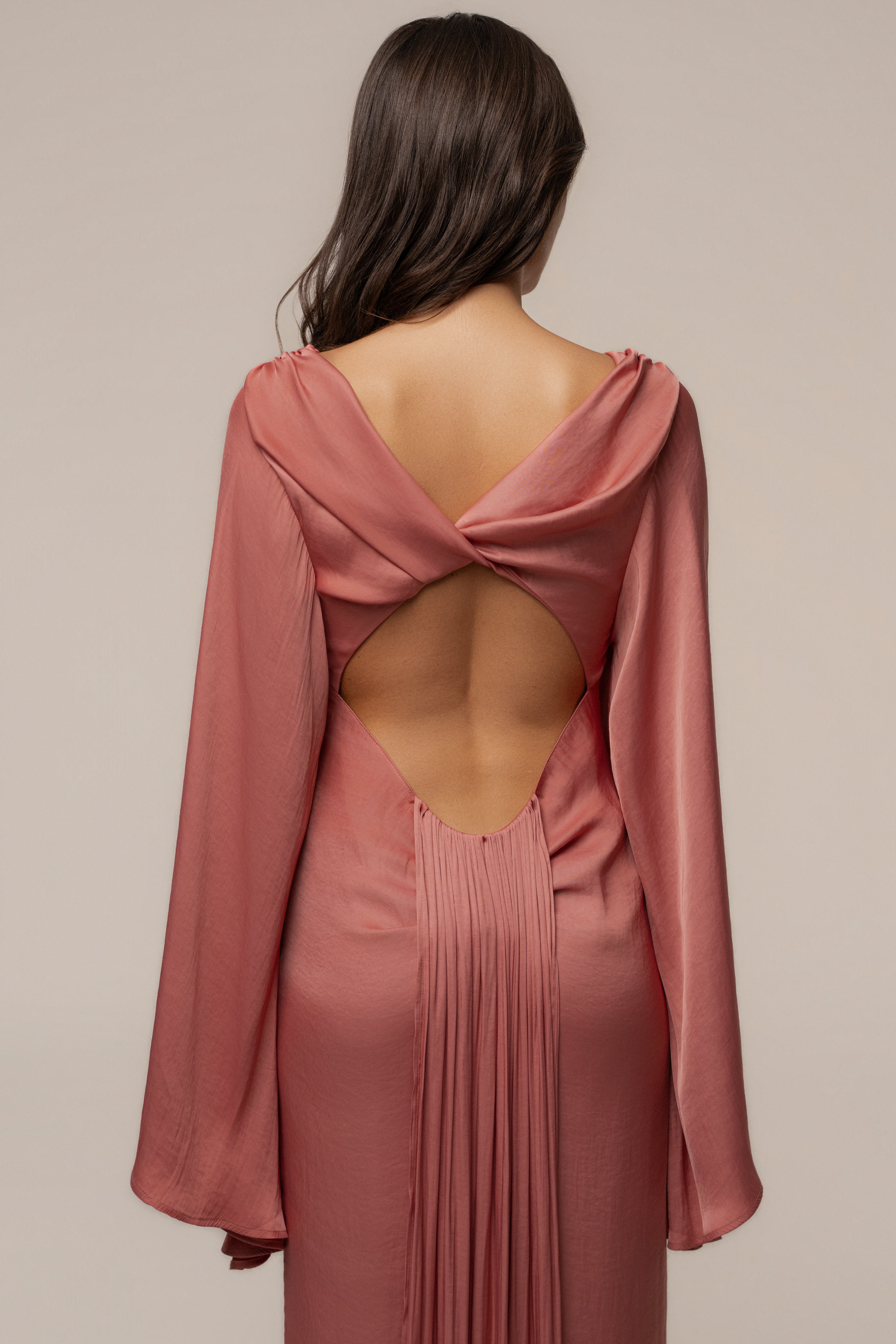 Peach soft current maxi dress by JLUXLABEL featuring flowing fabric and a stylish, elegant design.
