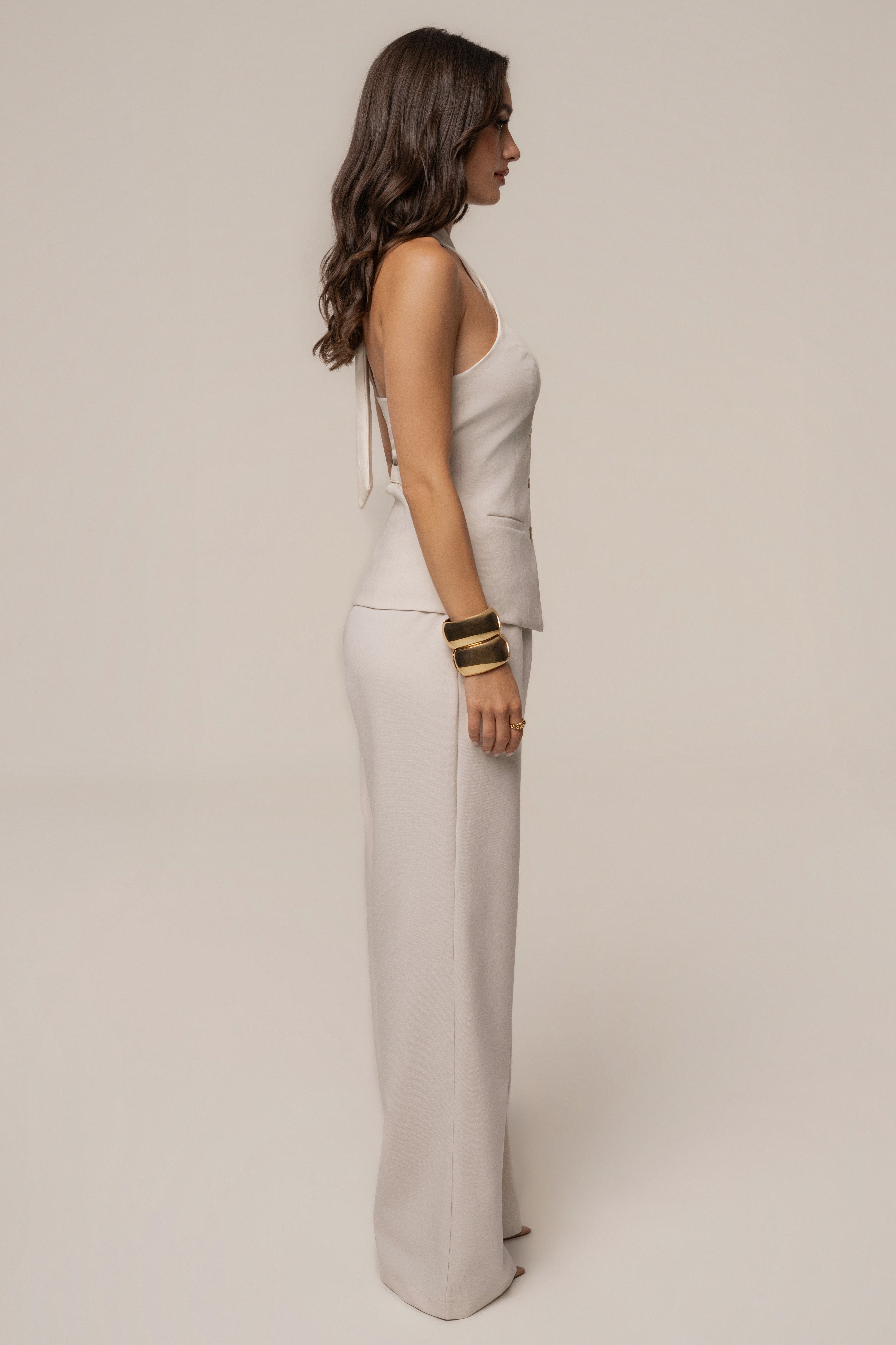 Ivory tailored trousers from JLUXLABEL, stylish and fitted bottoms with a clean, professional look.