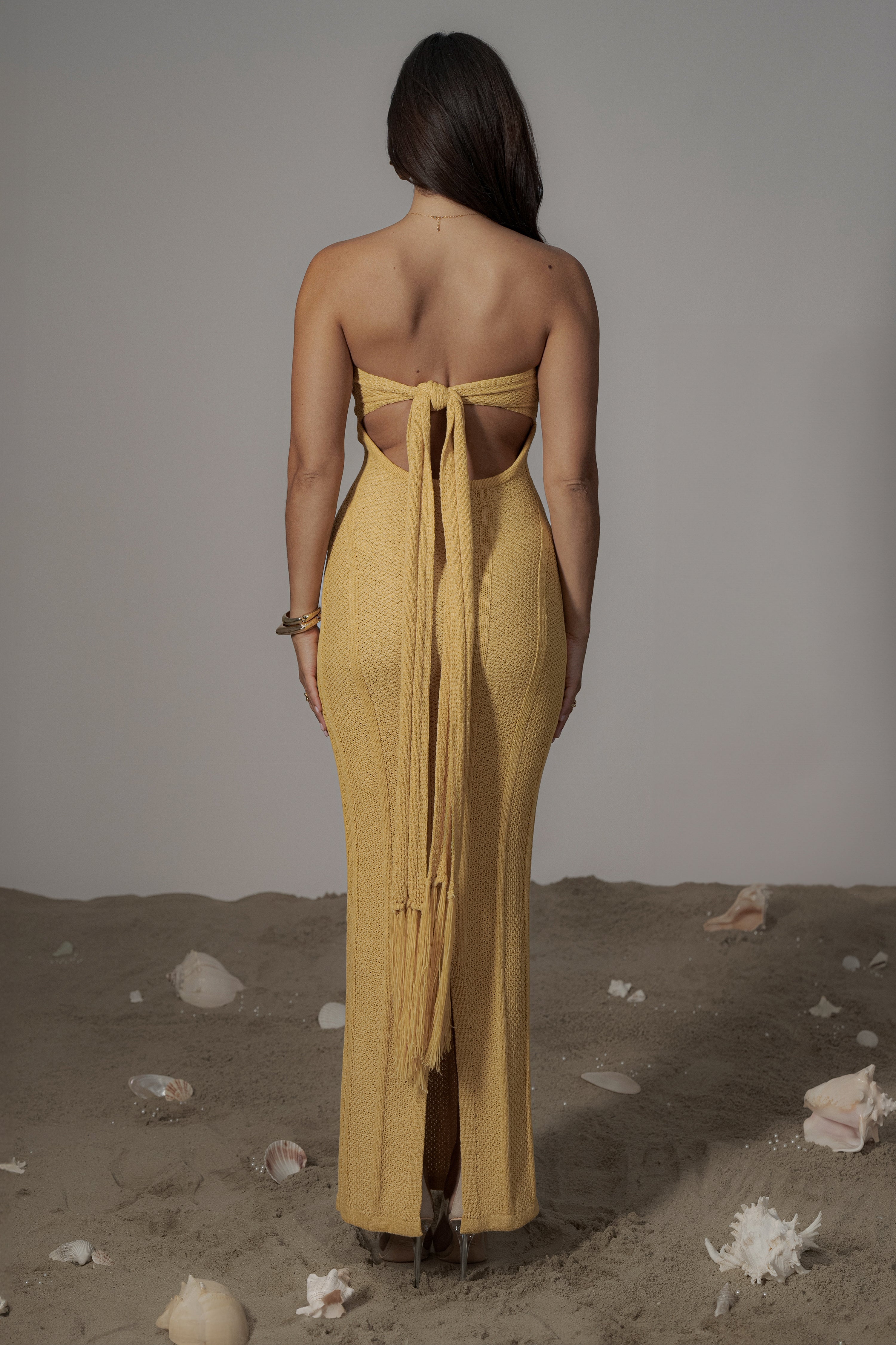 Yellow Blanca Strapless Maxi Dress - JLUXLABEL