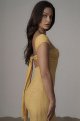 Yellow Blanca Strapless Maxi Dress