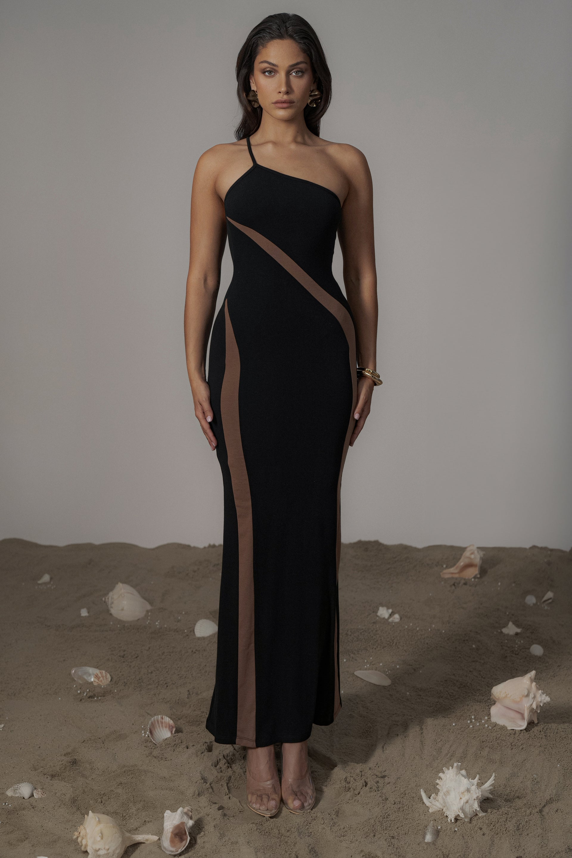 1 state off the shoulder dress Black Wanderlust One Shoulder Dress
