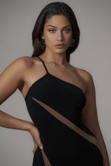 Schwarzes One-Shoulder-Kleid „Wanderlust“