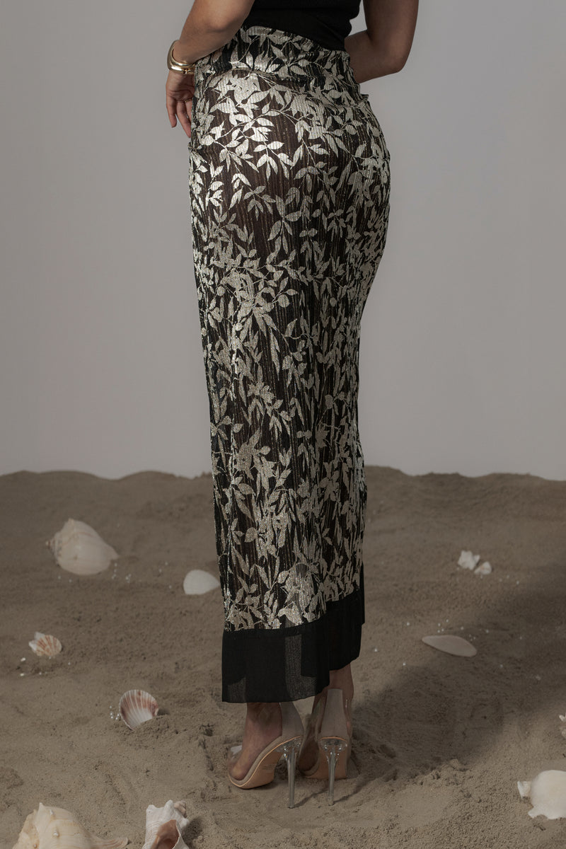 Black Positano Printed Sarong Skirt