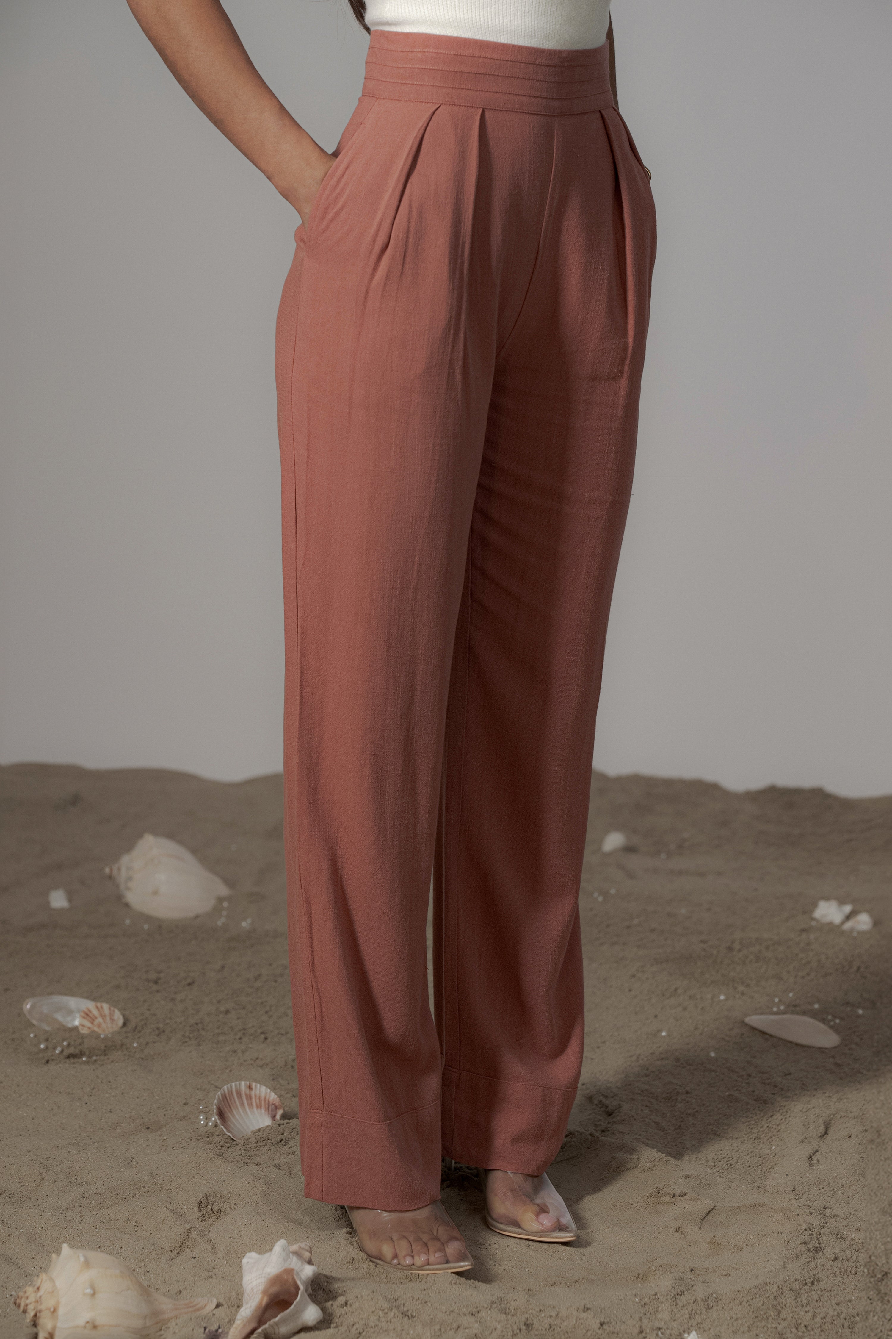 Terra Cotta Villa Views Linen Trousers - JLUXLABEL