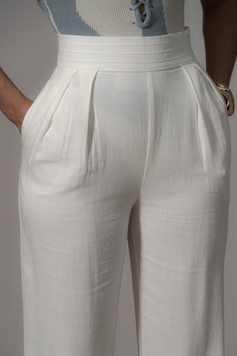 Ivory Villa Views Linen Trousers
