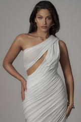 Ivory Aura Shimmer Midi Dress