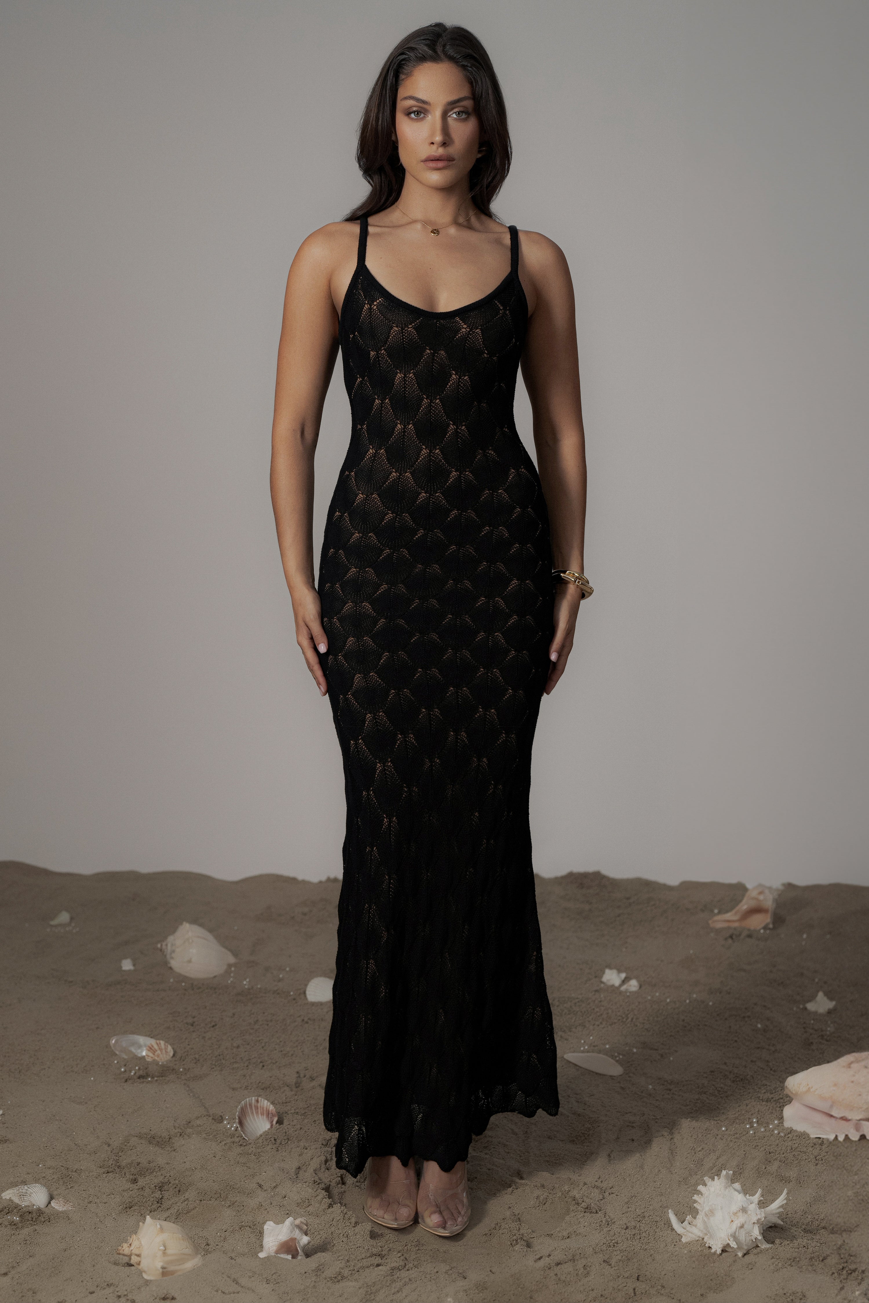 Black Gabriela Knit Maxi Dress - JLUXLABEL