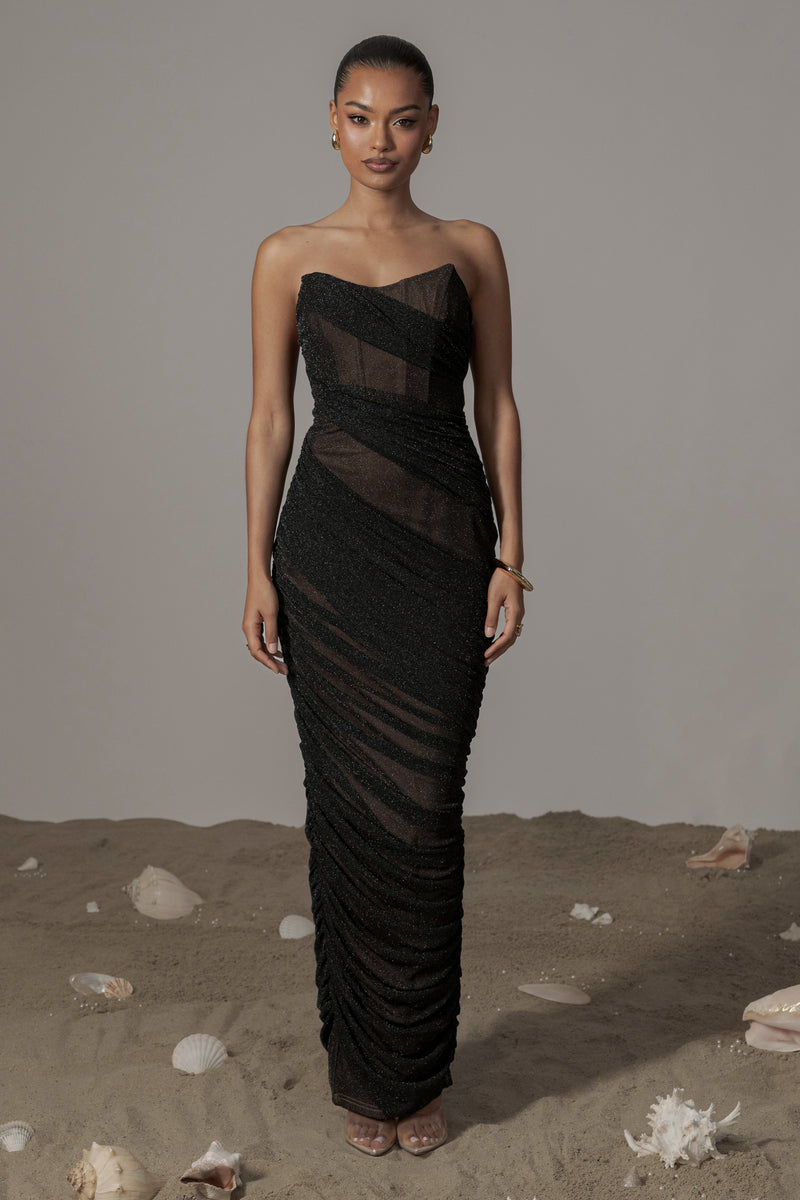 Black Catalina Lurex Knit Maxi Dress