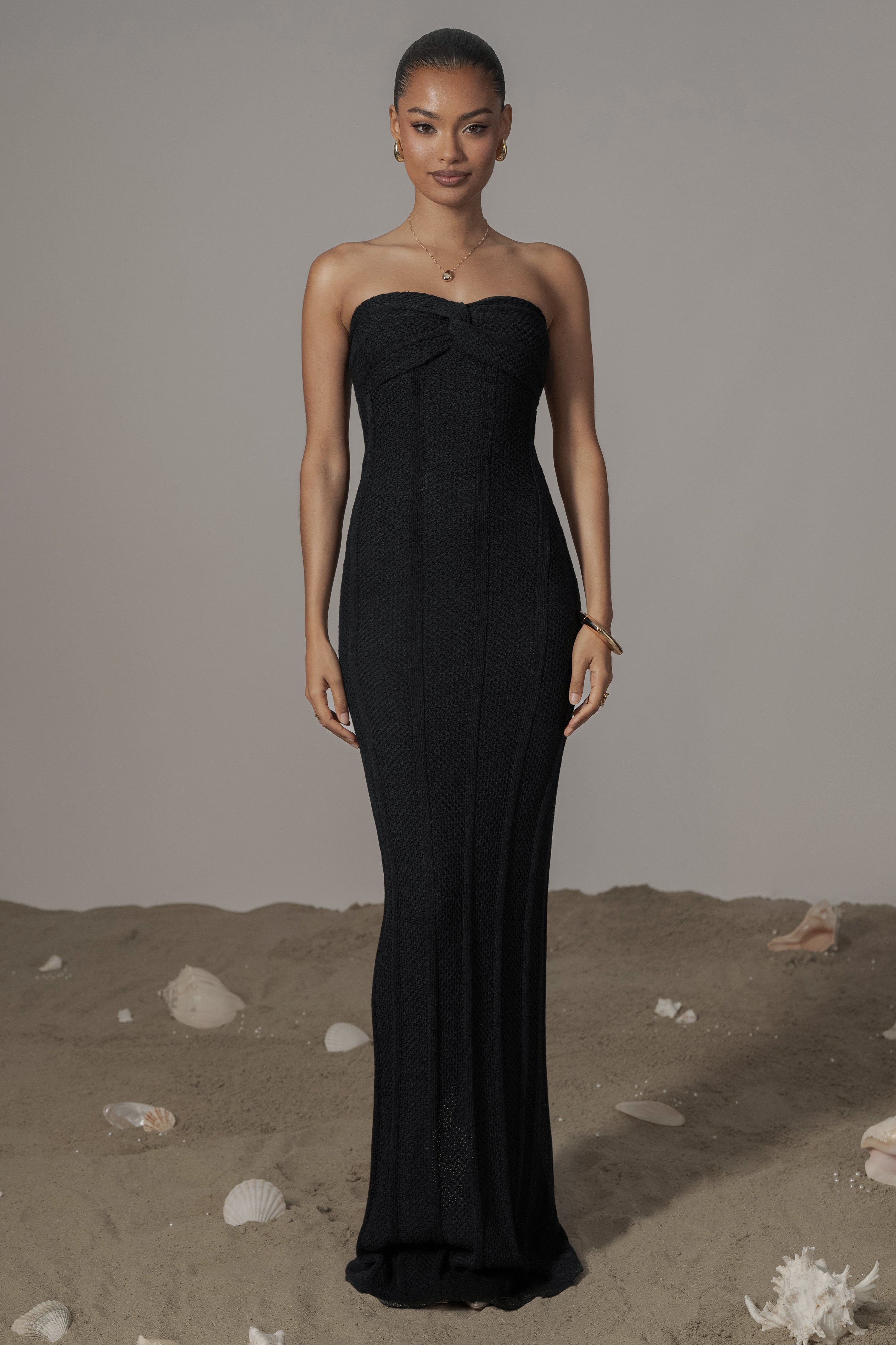 Black Blanca Strapless Maxi Dress - JLUXLABEL