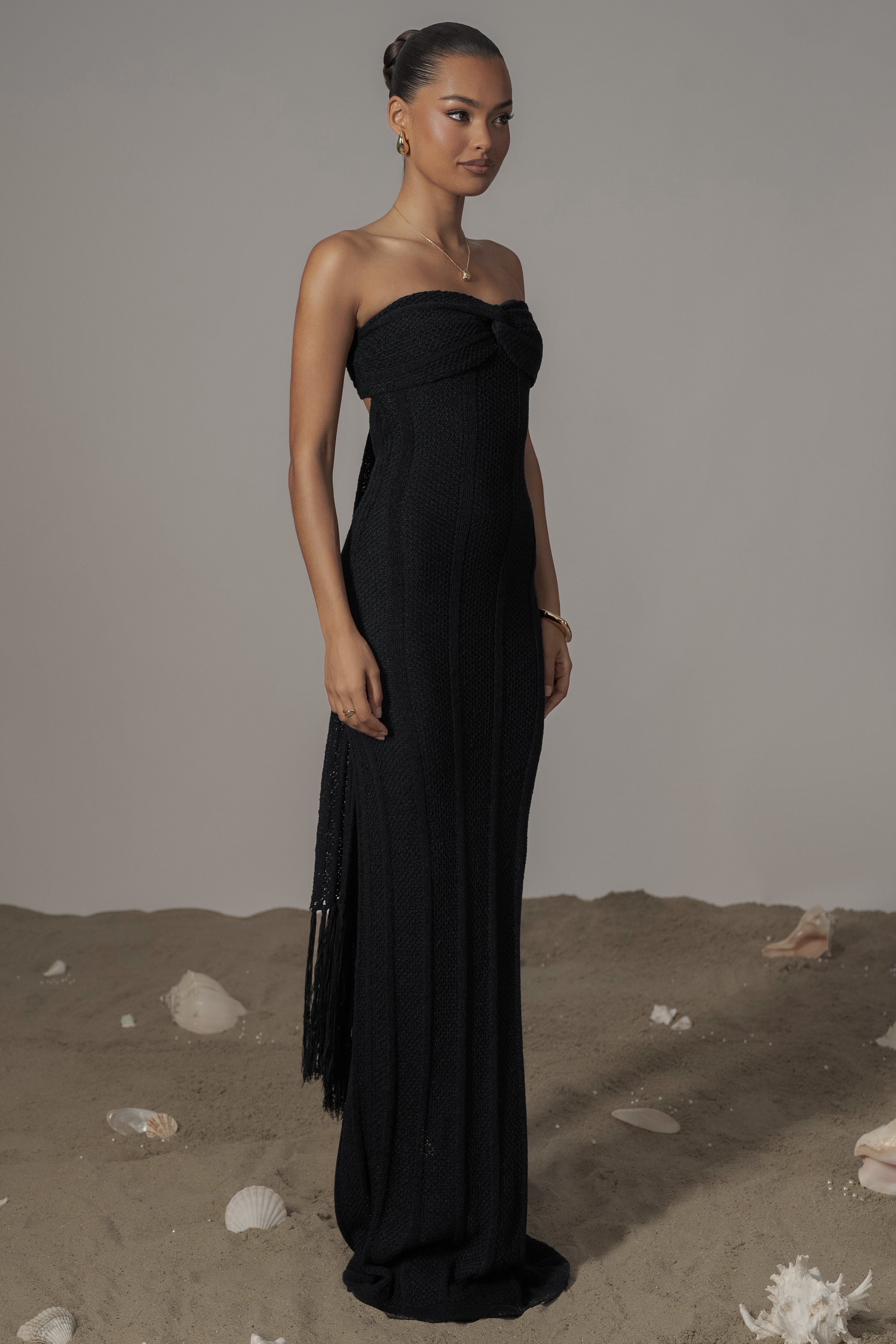 Black Blanca Strapless Maxi Dress - JLUXLABEL