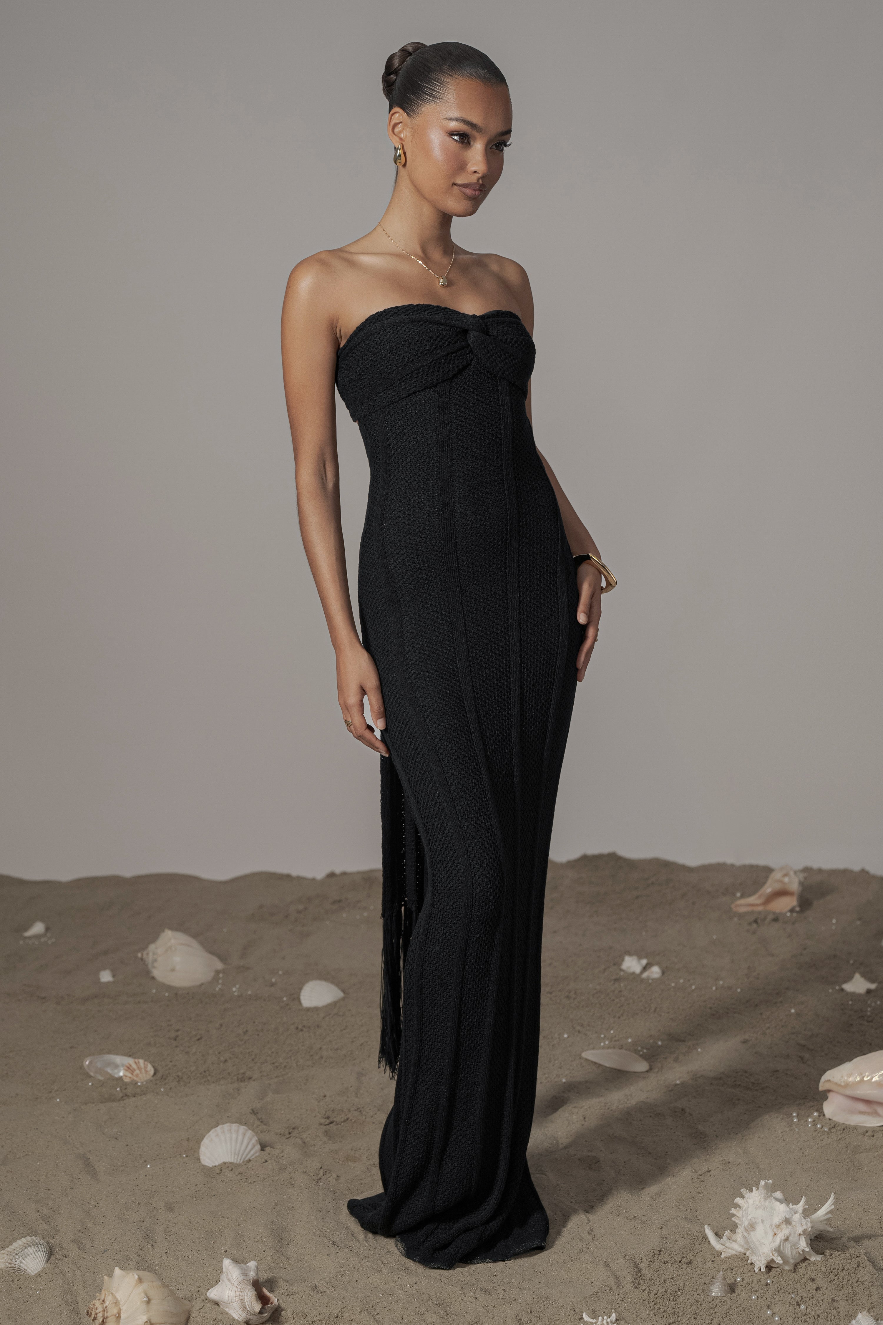 Black Blanca Strapless Maxi Dress - JLUXLABEL