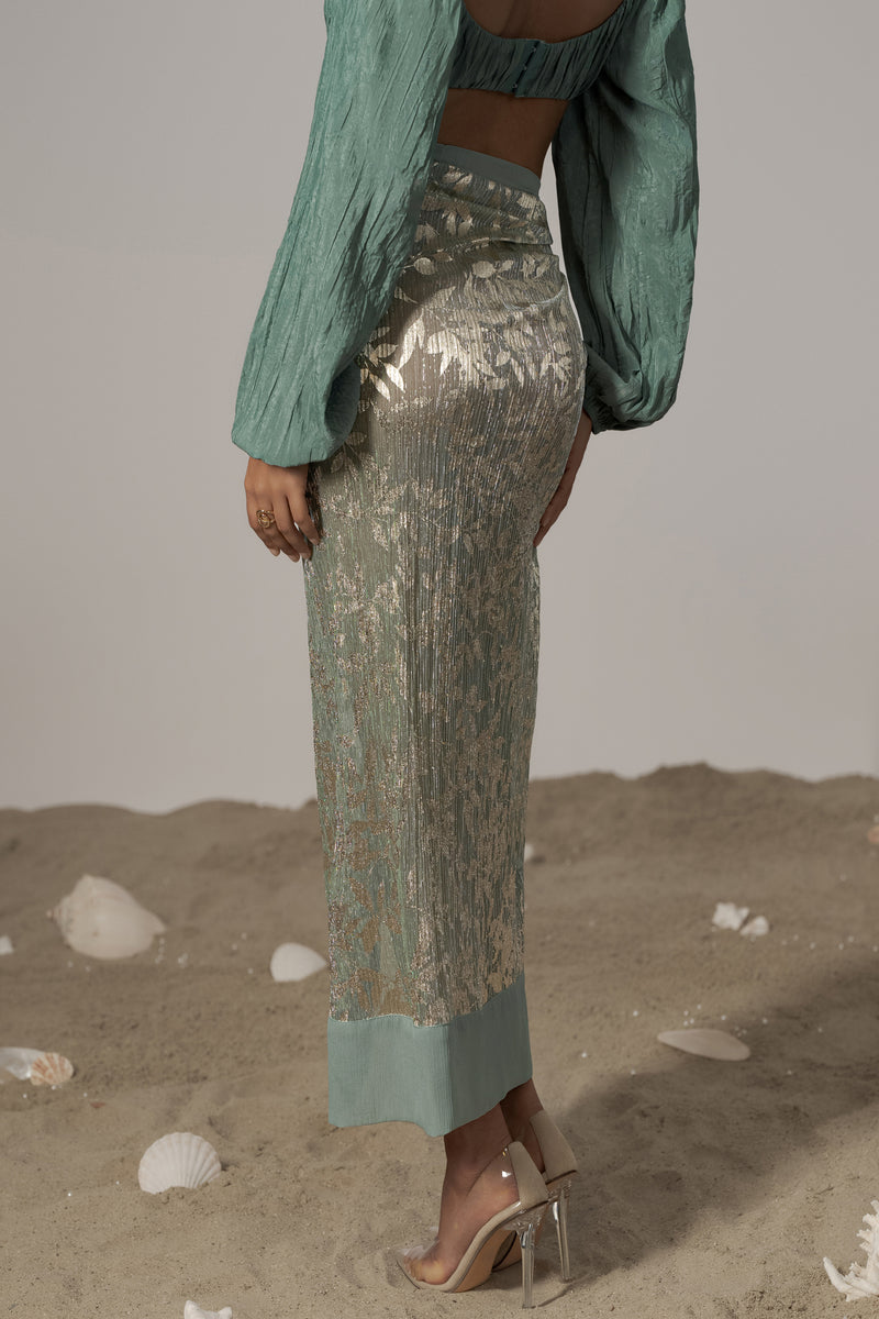 Sage Positano Printed Sarong Skirt