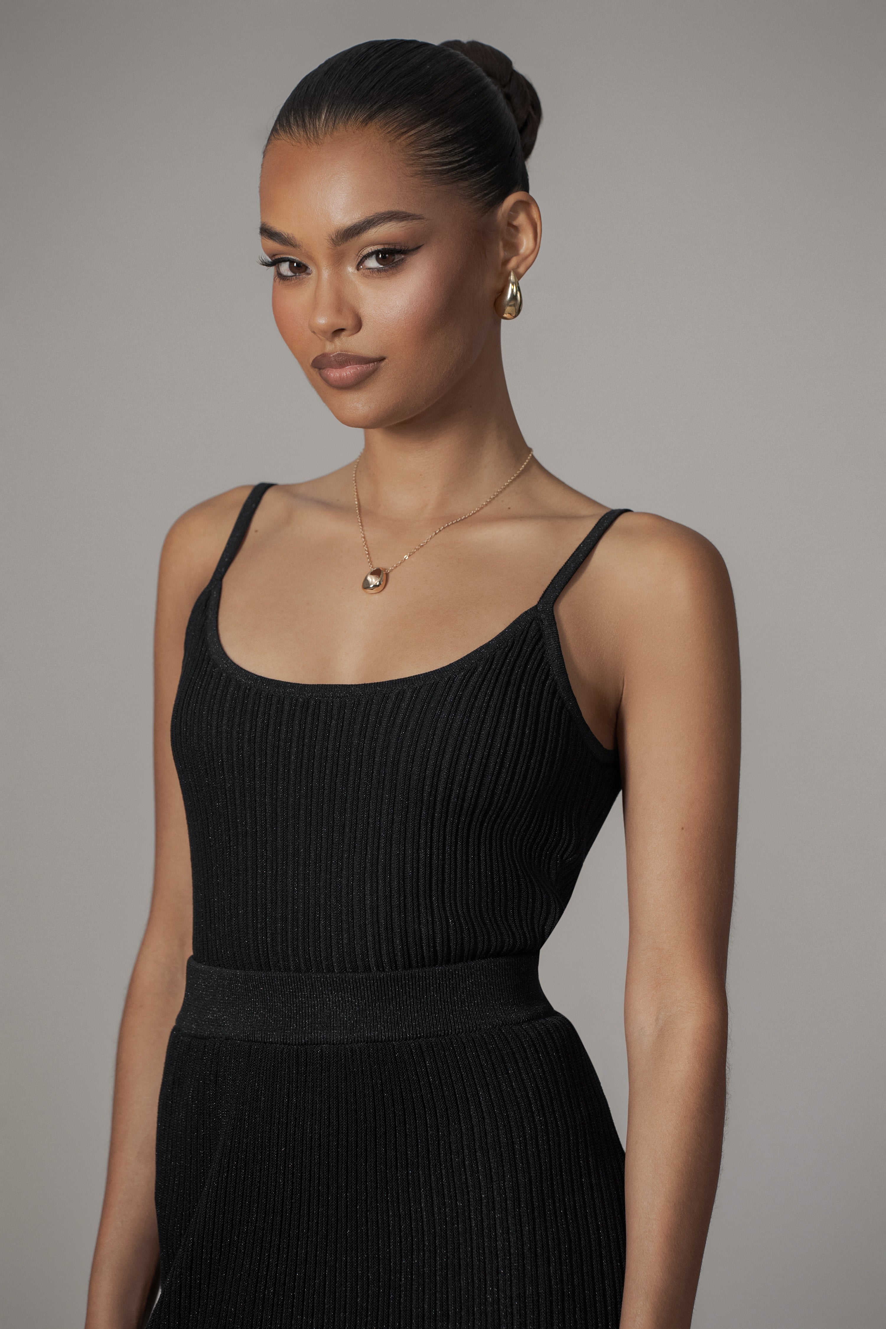 Black Serena Ribbed Skirt Set - JLUXLABEL