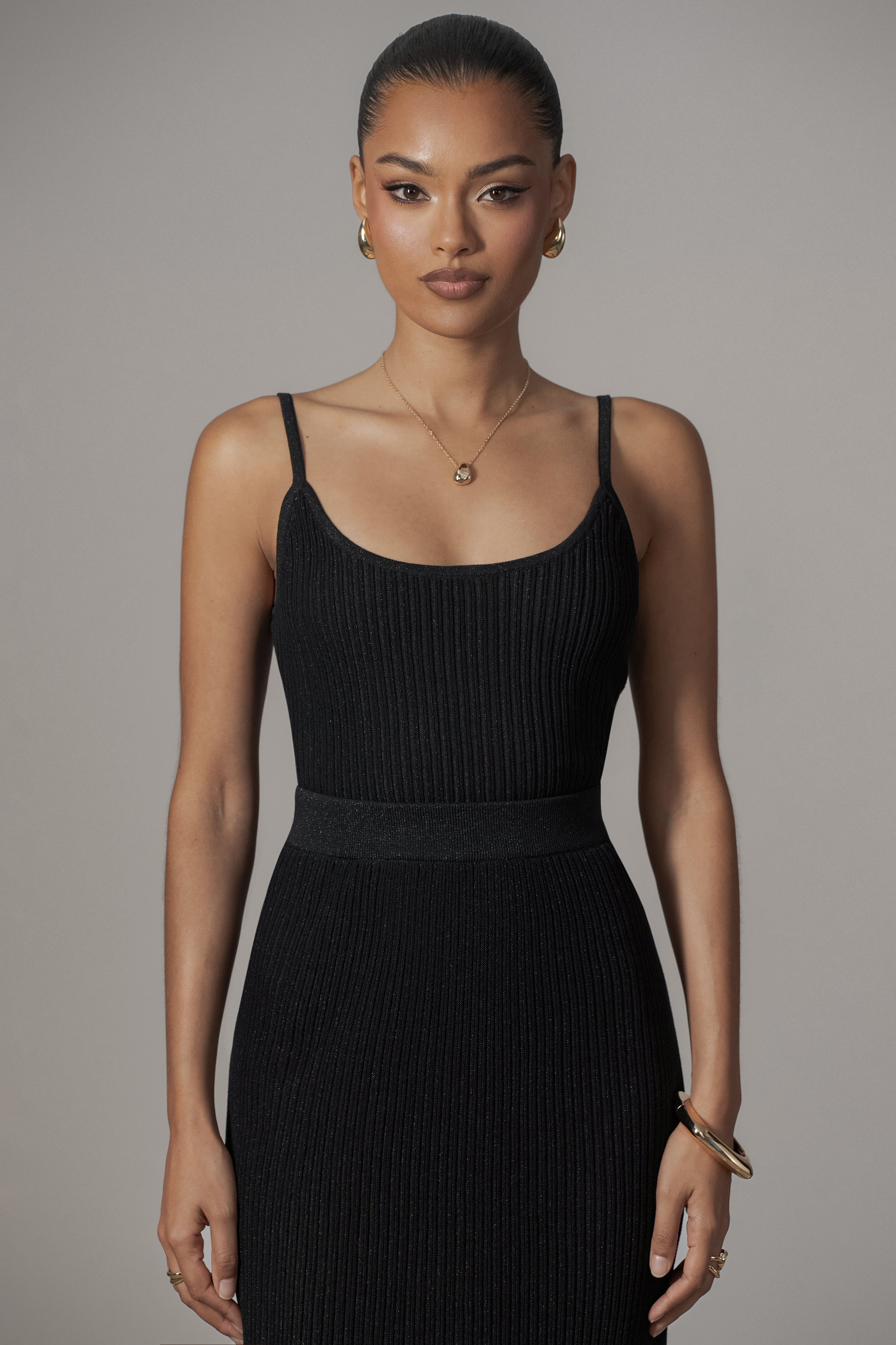 Black Serena Ribbed Skirt Set - JLUXLABEL