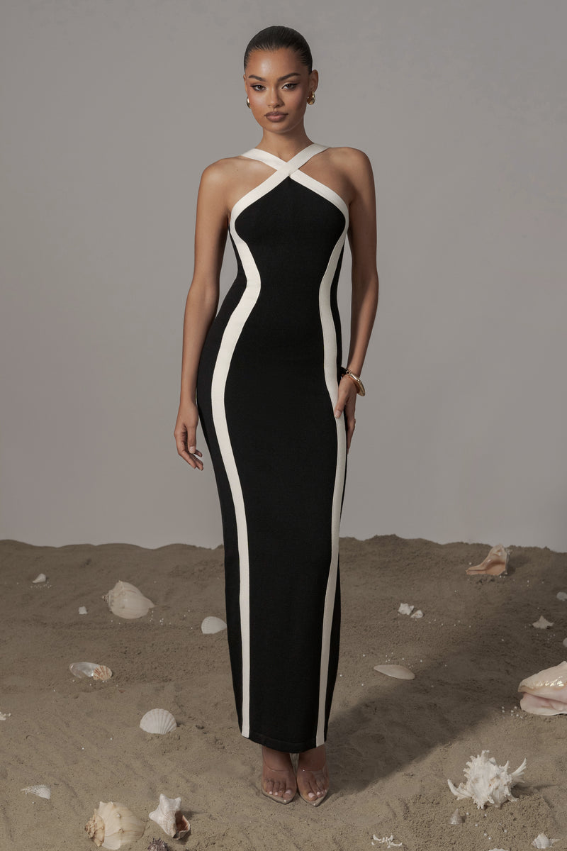 Black Fabiola Contrast Maxi Dress