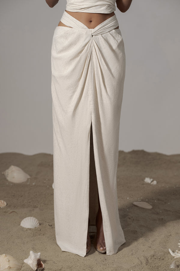 Ivory Dreamland Linen Skirt
