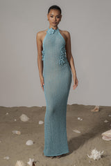 Aqua Paradise Crochet Maxi Dress