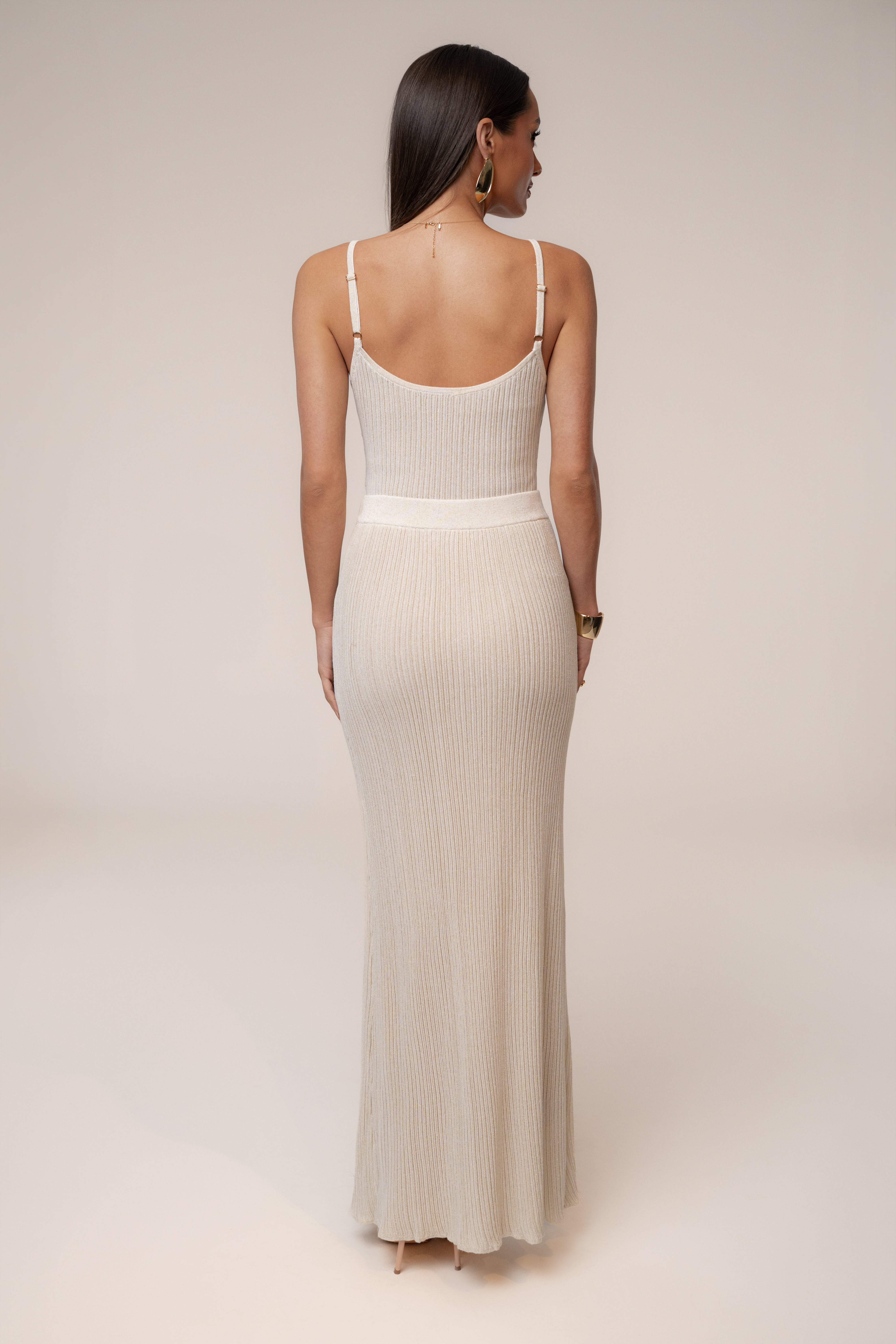 Champagne Serena Ribbed Skirt Set - JLUXLABEL