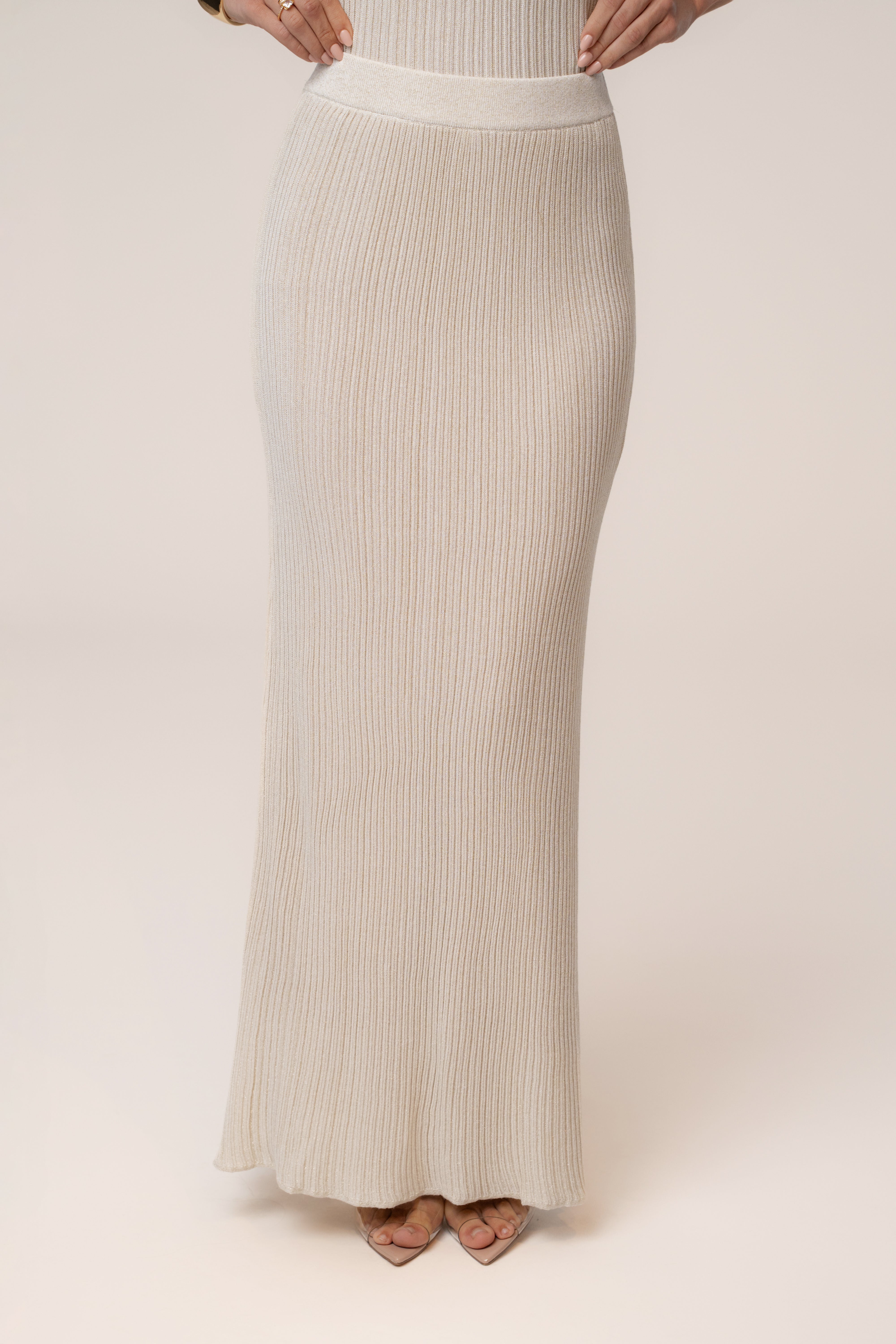 Champagne Serena Ribbed Skirt Set - JLUXLABEL