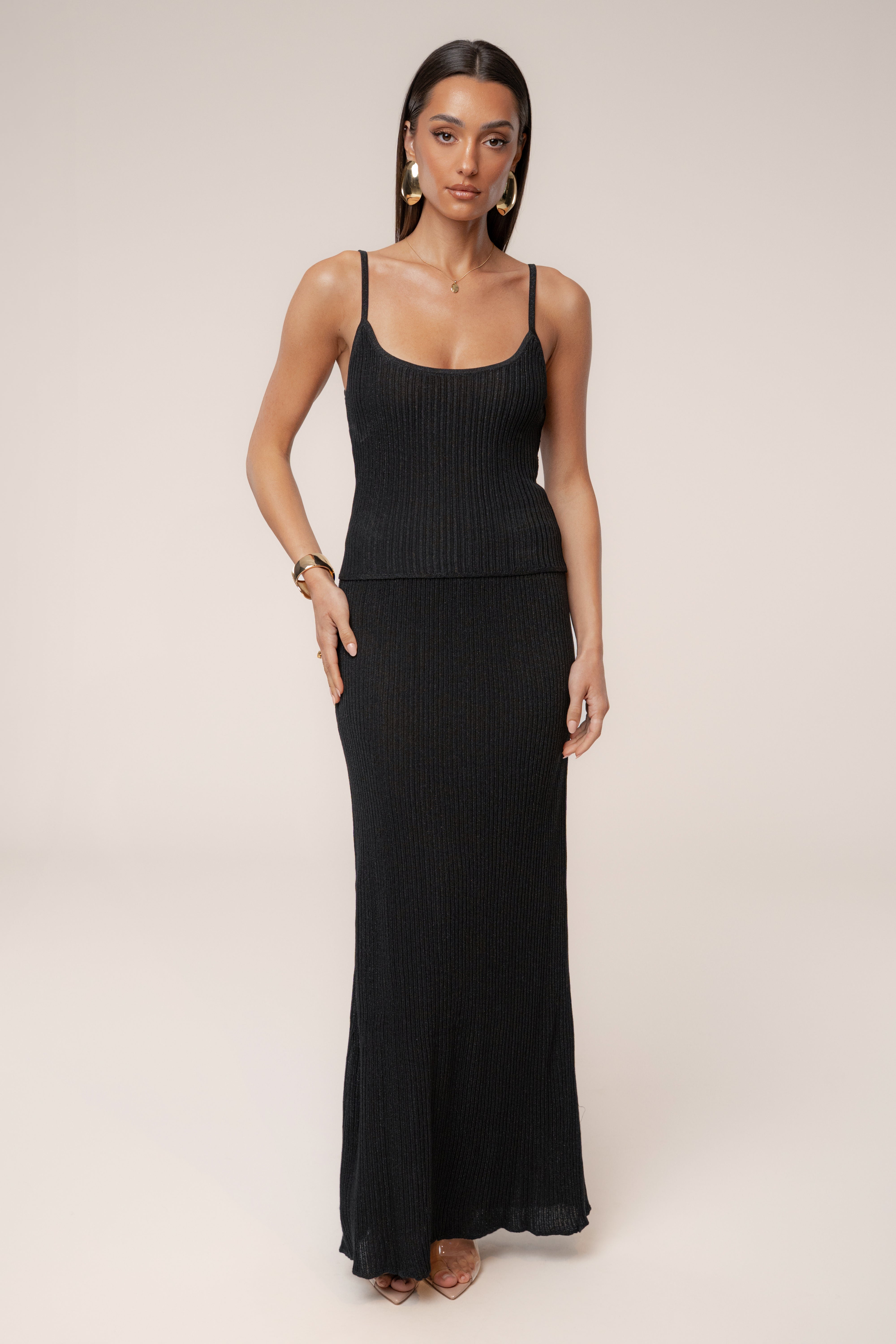 Black Serena Ribbed Skirt Set - JLUXLABEL