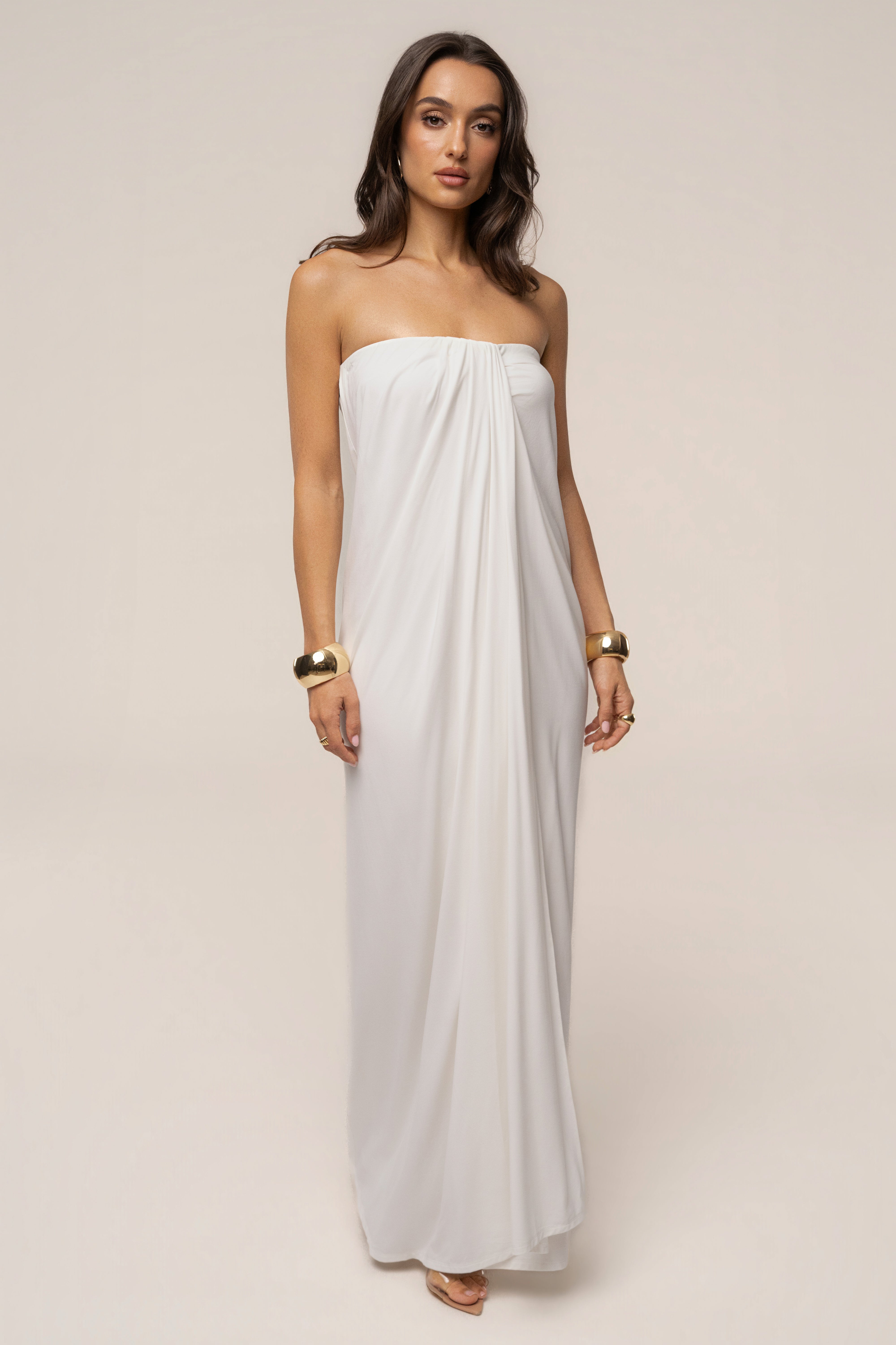 Ivory Heatwave Strapless Maxi Dress