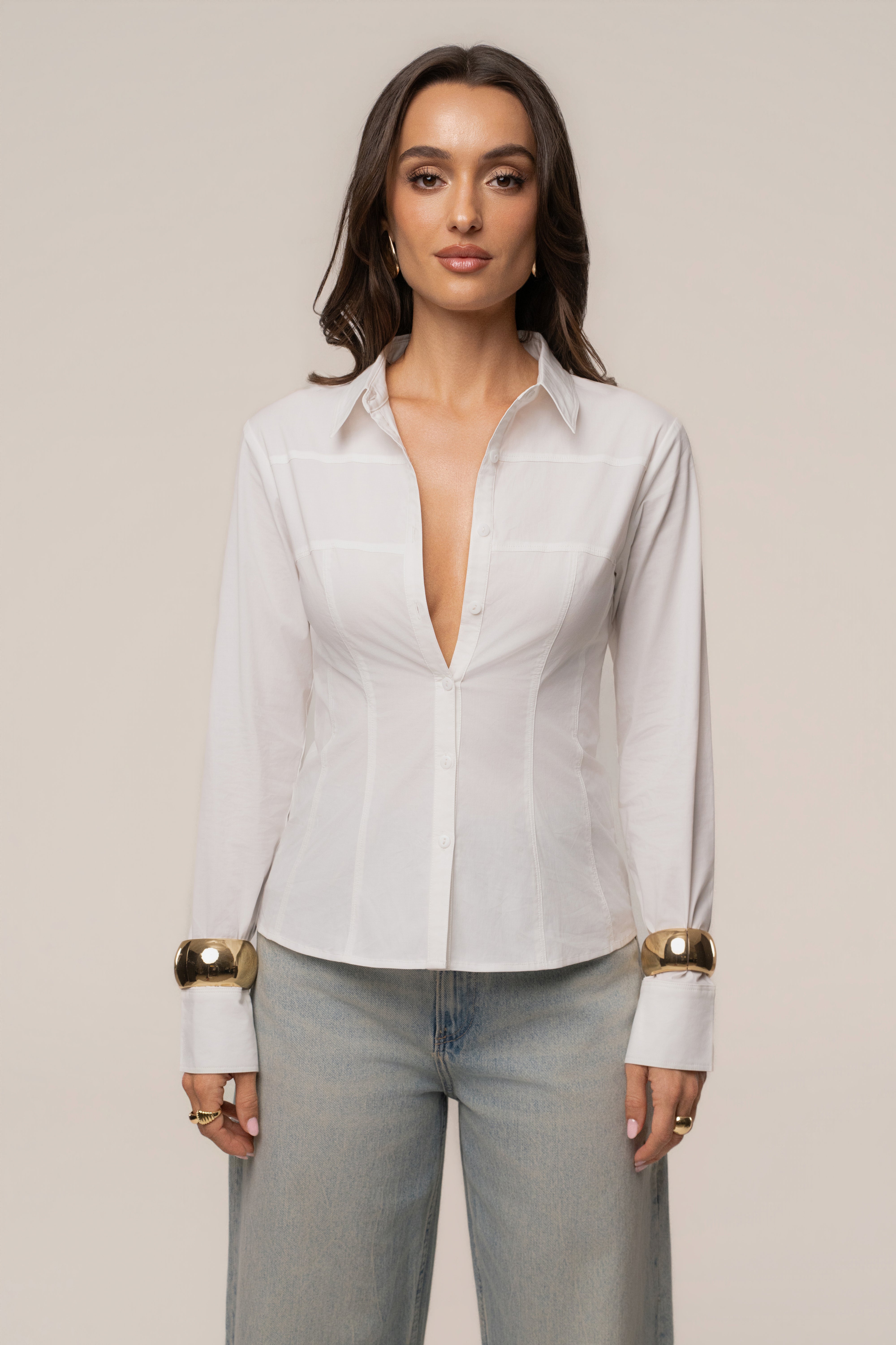Blouse sculptée boutonnée ivoire