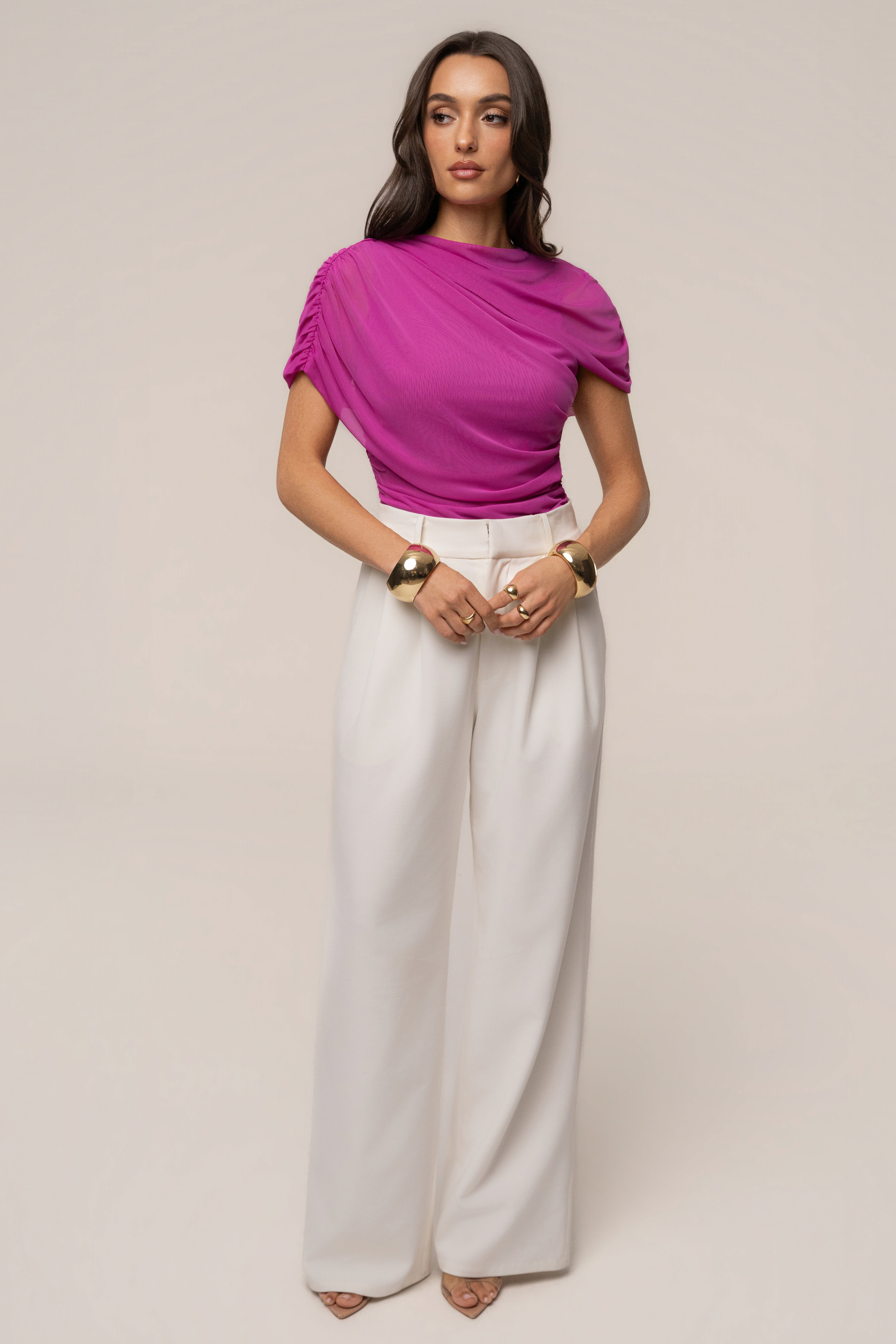 Magenta Marcella Ruched Top