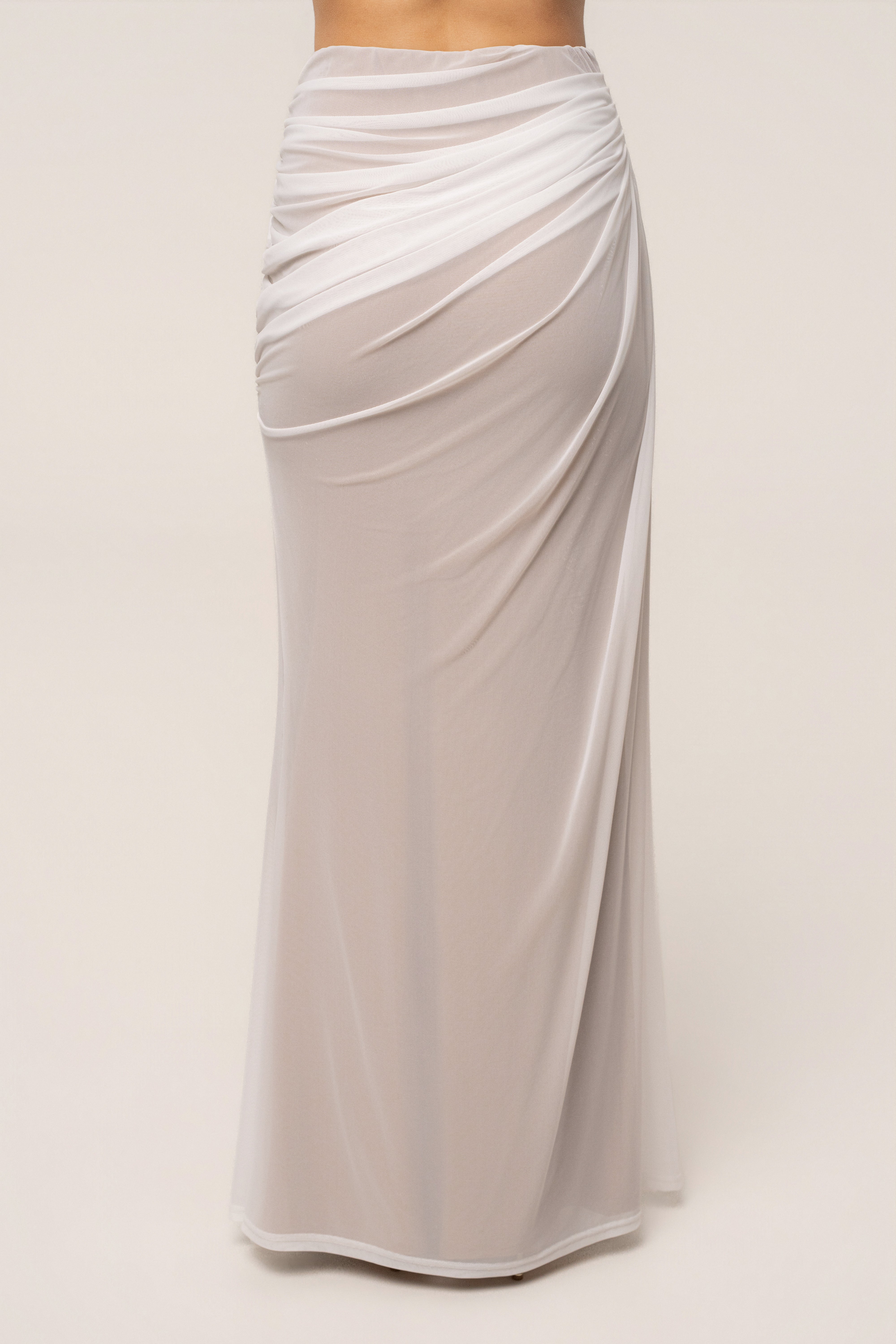 Ivory Ethereal Flow Maxi Skirt by JLUXLABEL, flowing lightweight skirt with a relaxed fit, perfect for elegant casual wear.