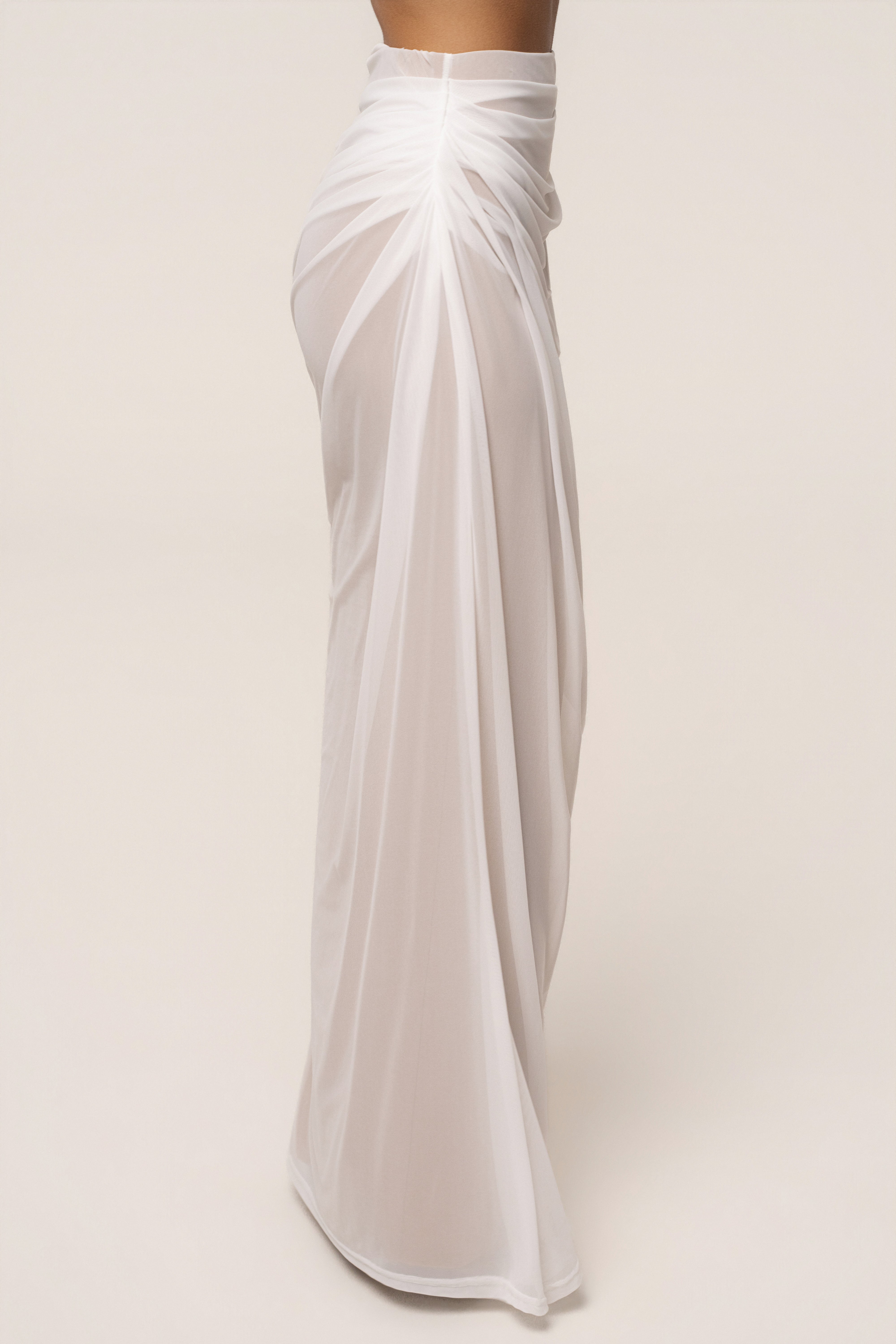 Ivory Ethereal Flow Maxi Skirt by JLUXLABEL featuring lightweight fabric and flowing design, perfect for elegant summer outfits.