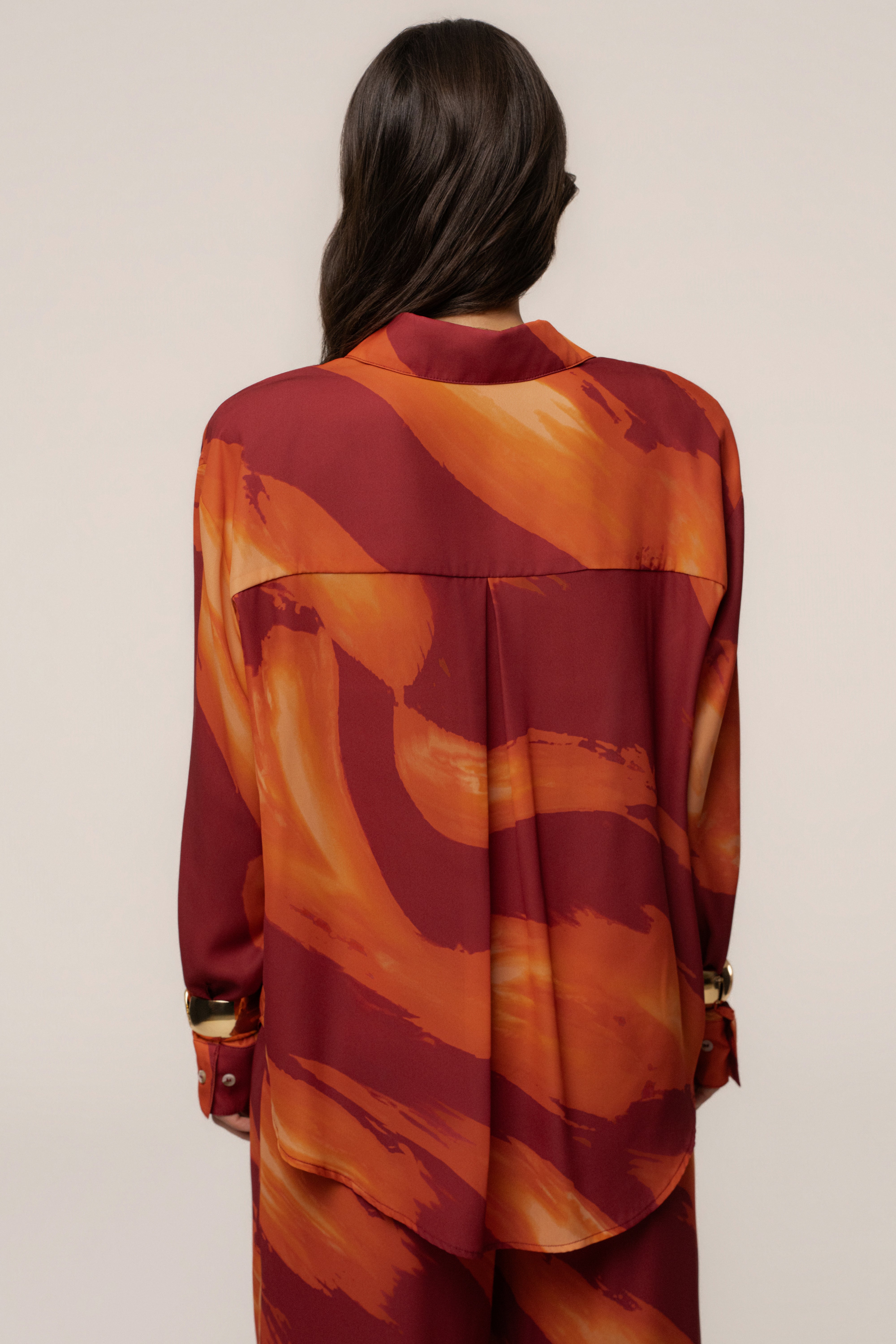 Crimson Dusk Fierce Form Button-Down Shirt | JLUXLABEL