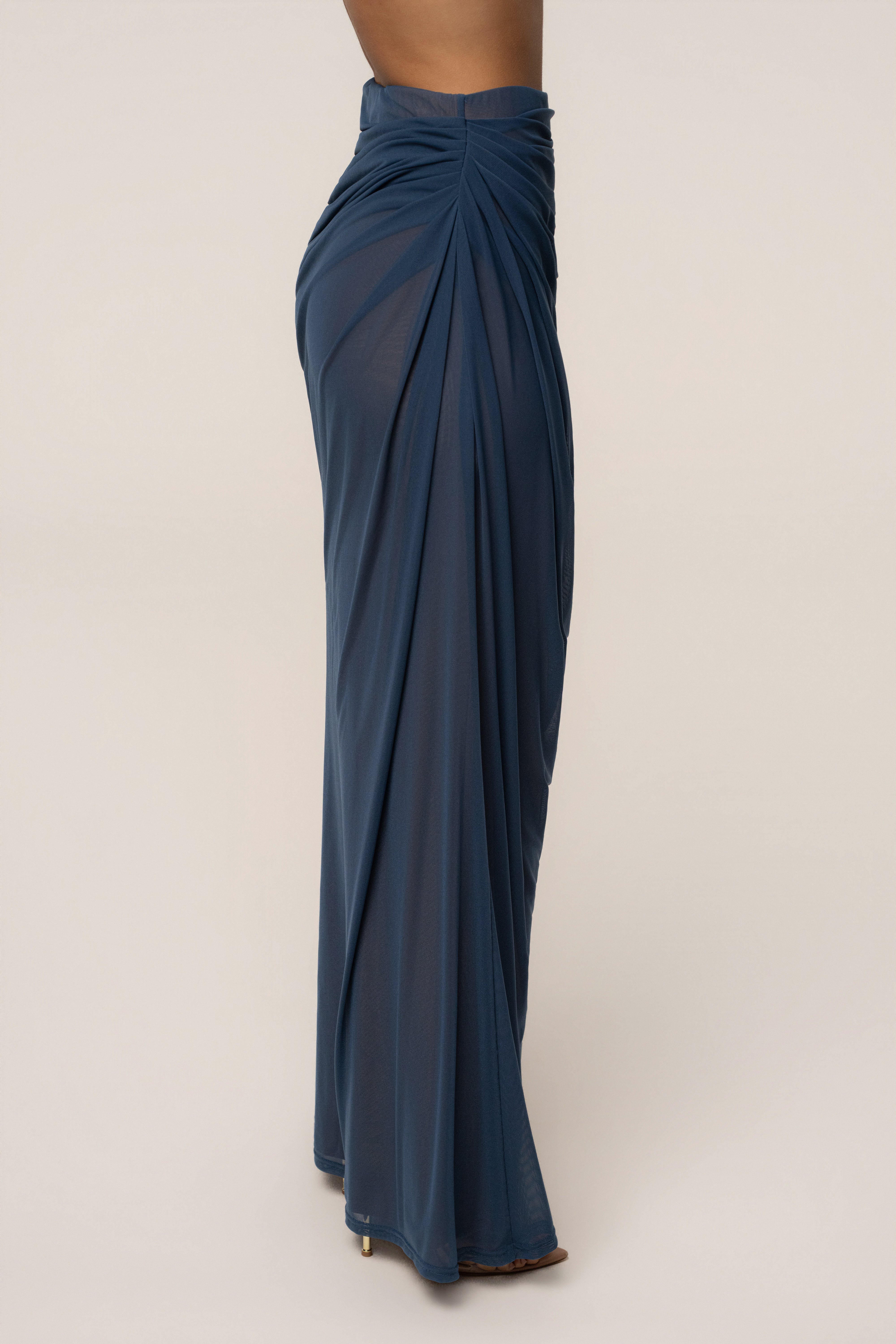 Blue ethereal flow maxi skirt from JLUXLABEL featuring lightweight fabric and flowing design, perfect for casual or dressy occasions.