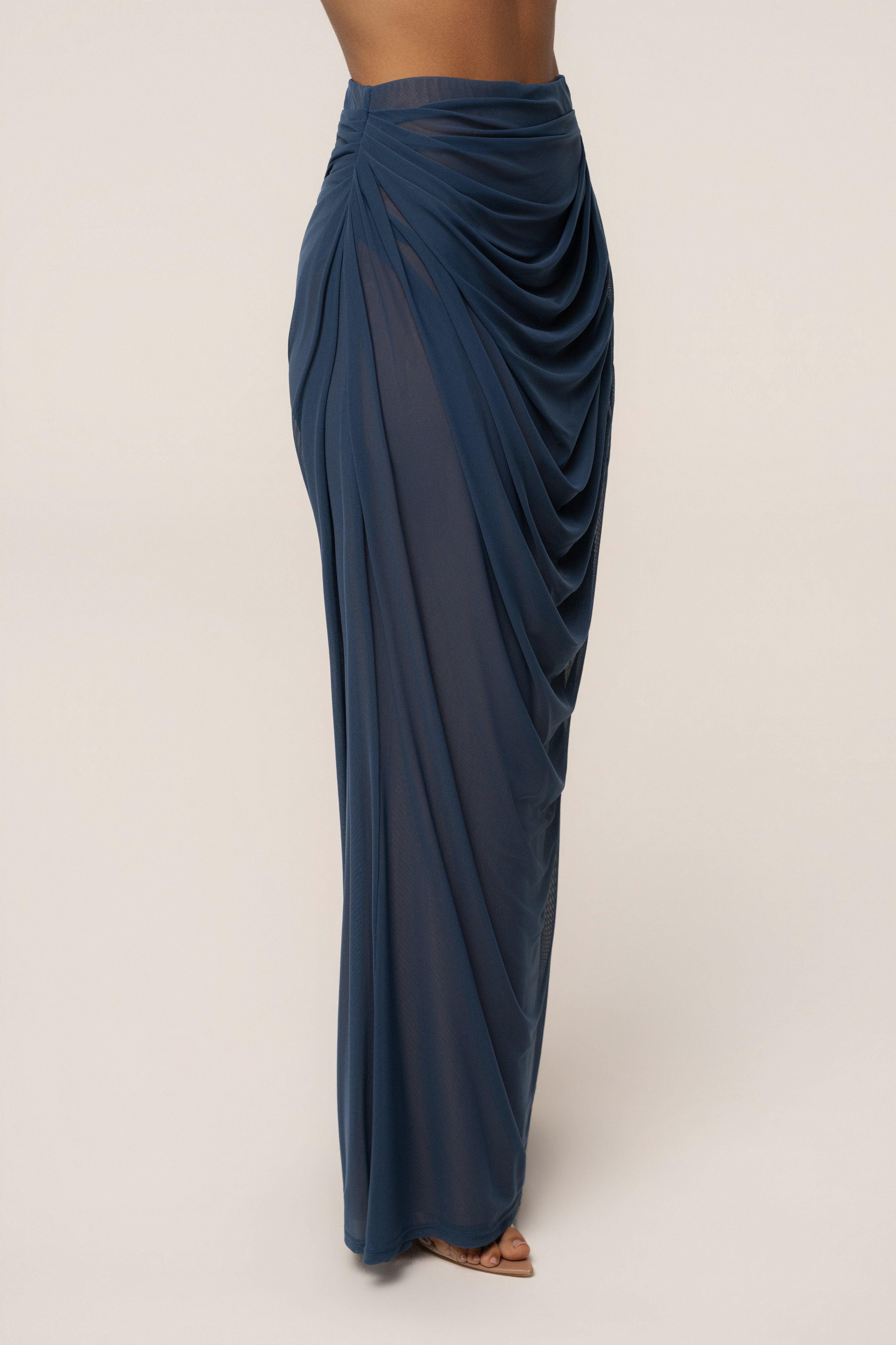 Blue Ethereal Flow Maxi Skirt by JLUXLABEL, flowing lightweight bottom with a bohemian style and elegant drape.