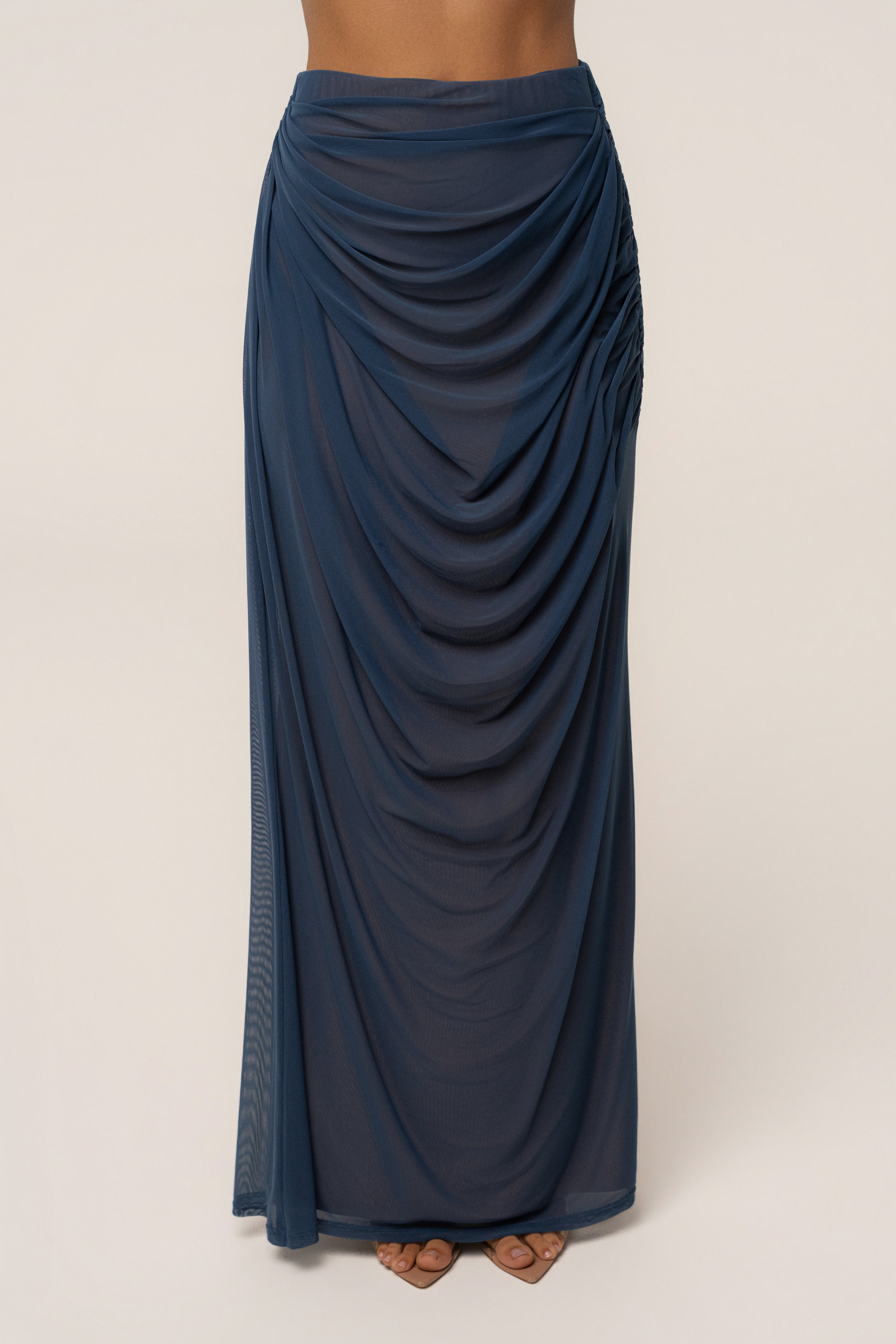 Blue Ethereal Flow Maxi Skirt by JLUXLABEL, flowing lightweight bottoms with a breezy, elegant design perfect for summer and casual wear.
