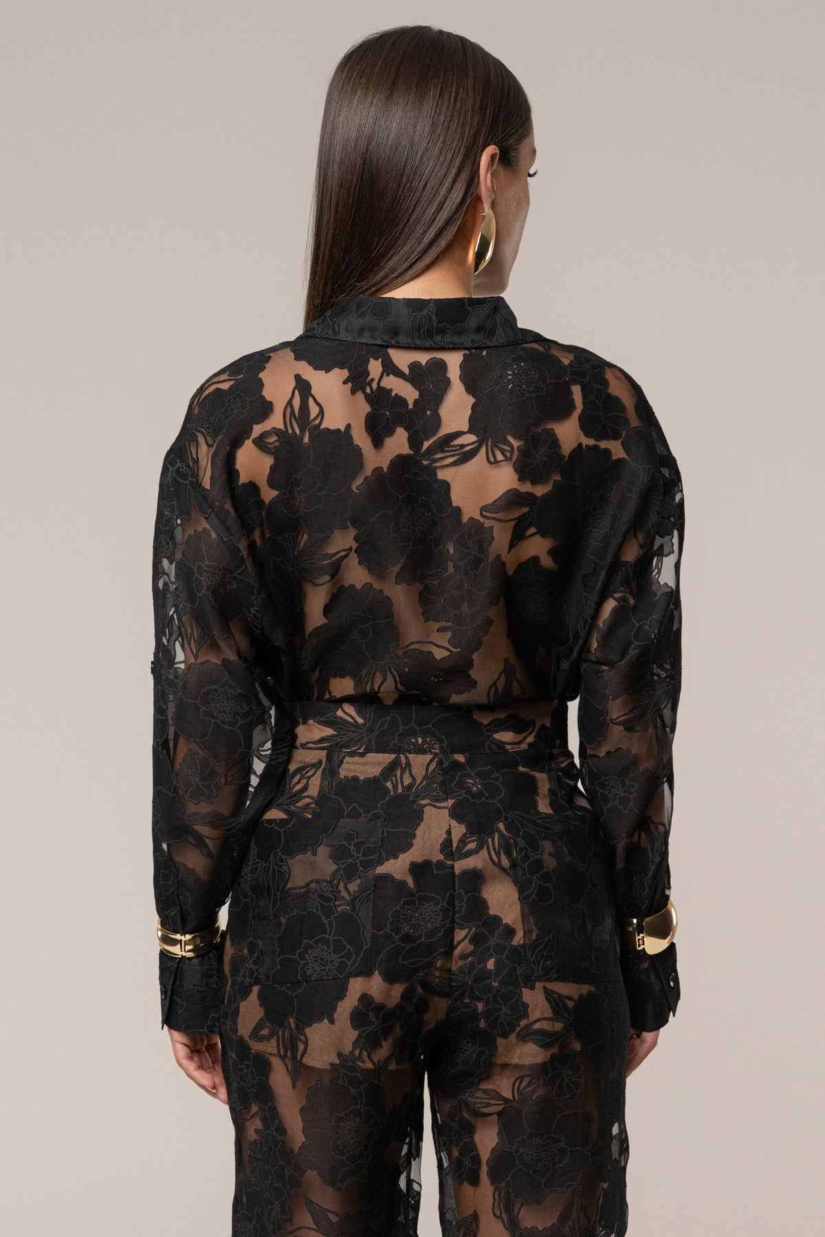 Black Organza Floral Blouse