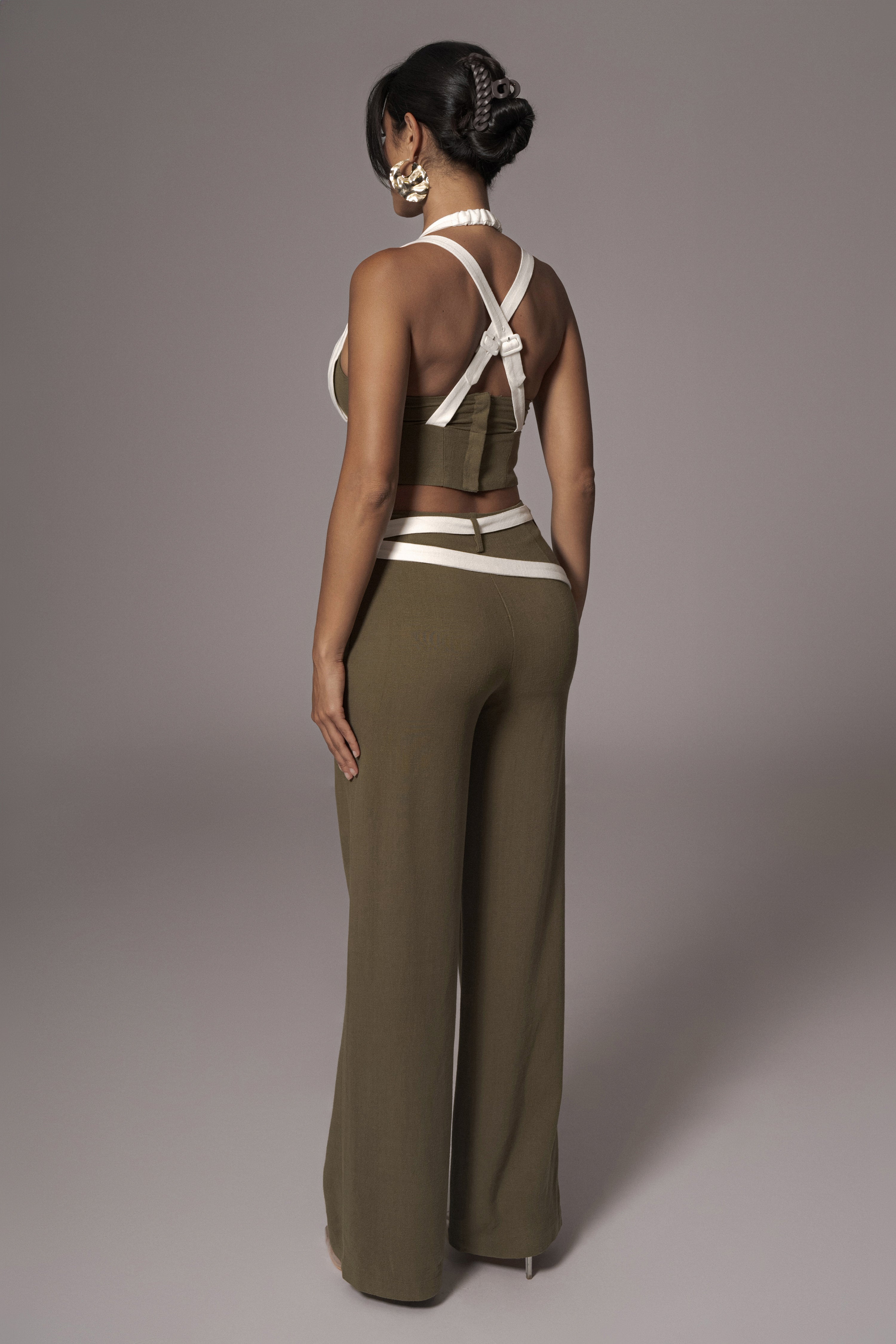 Olive Palm Beach Belted Linen Pants - JLUXLABEL
