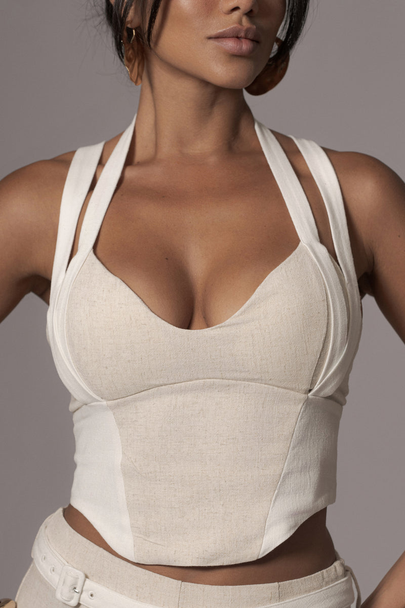 Bustier en lin renouvelé naturel/ivoire