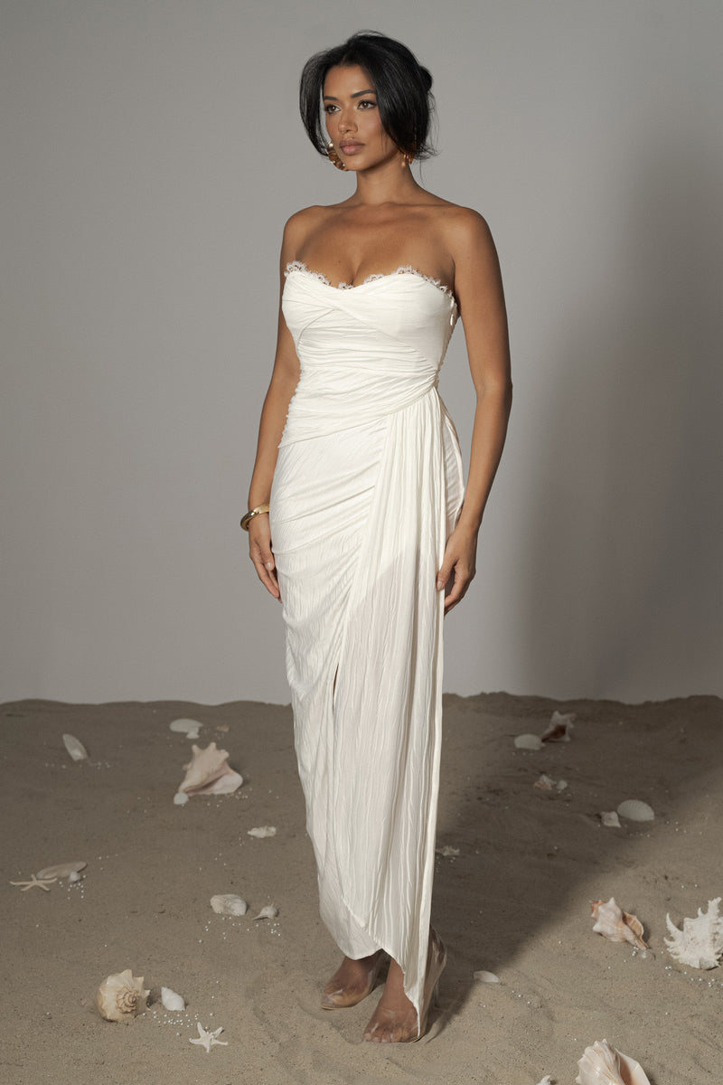 Ivory Celestial Drape Maxi Dress - JLUXLABEL